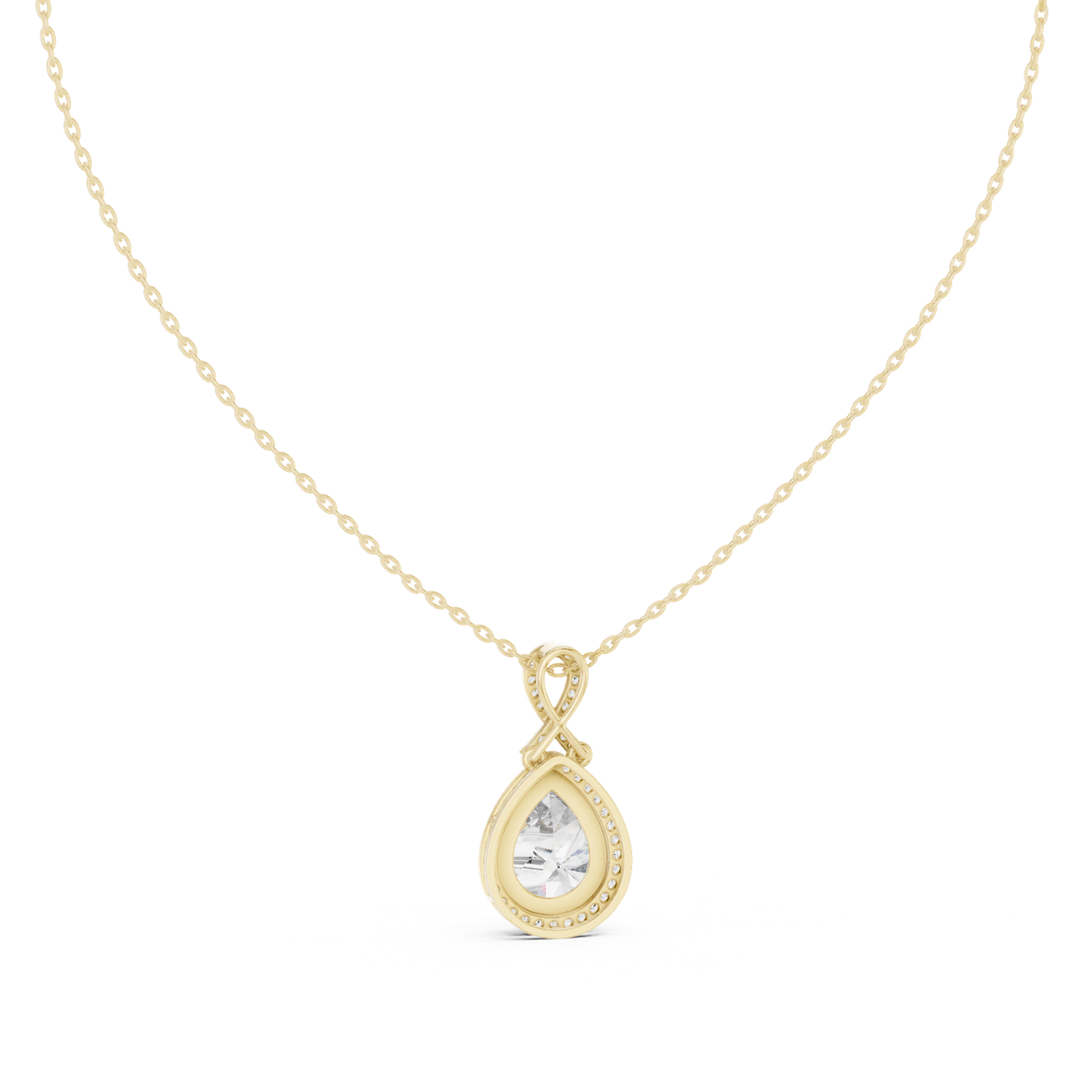 4.18 Cts Pear Cut Lab Grown Diamond Gold Pendant PD-0014