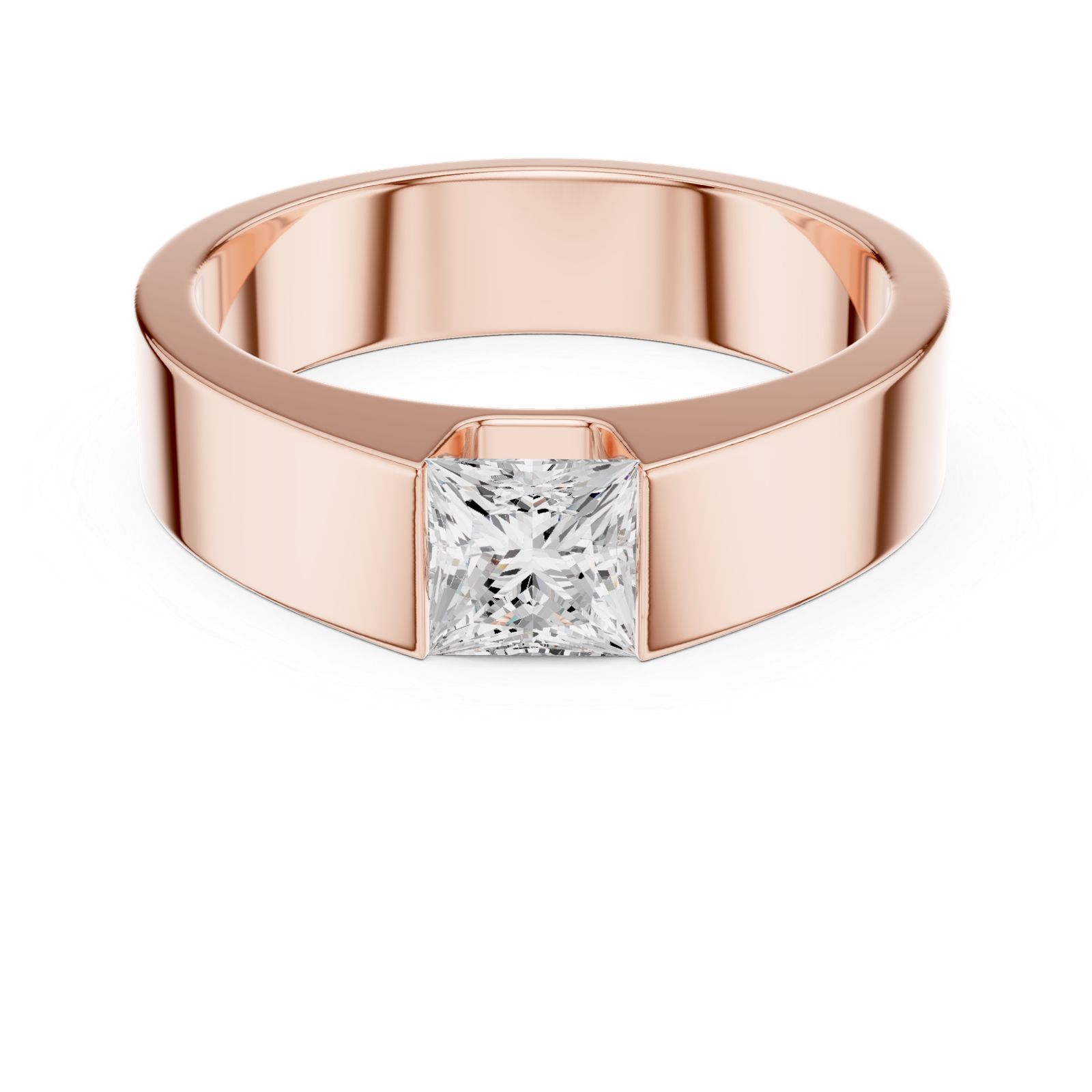 0.99 Cts Princess Cut Lab Grown Diamond Men's Gold Ring GR-13