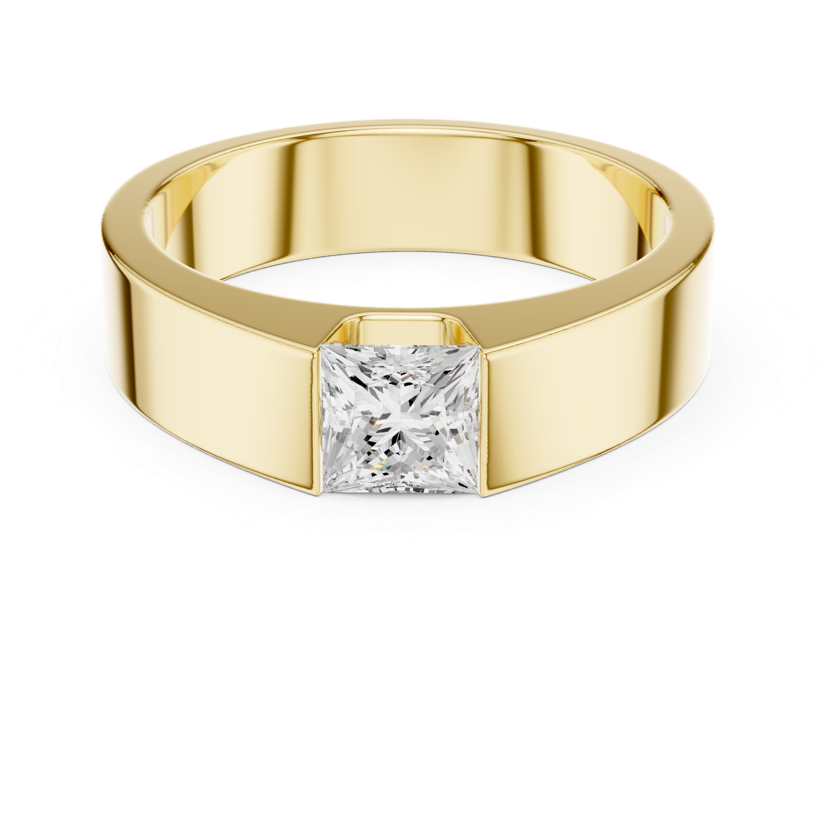 0.99 Cts Princess Cut Lab Grown Diamond Men's Gold Ring GR-13