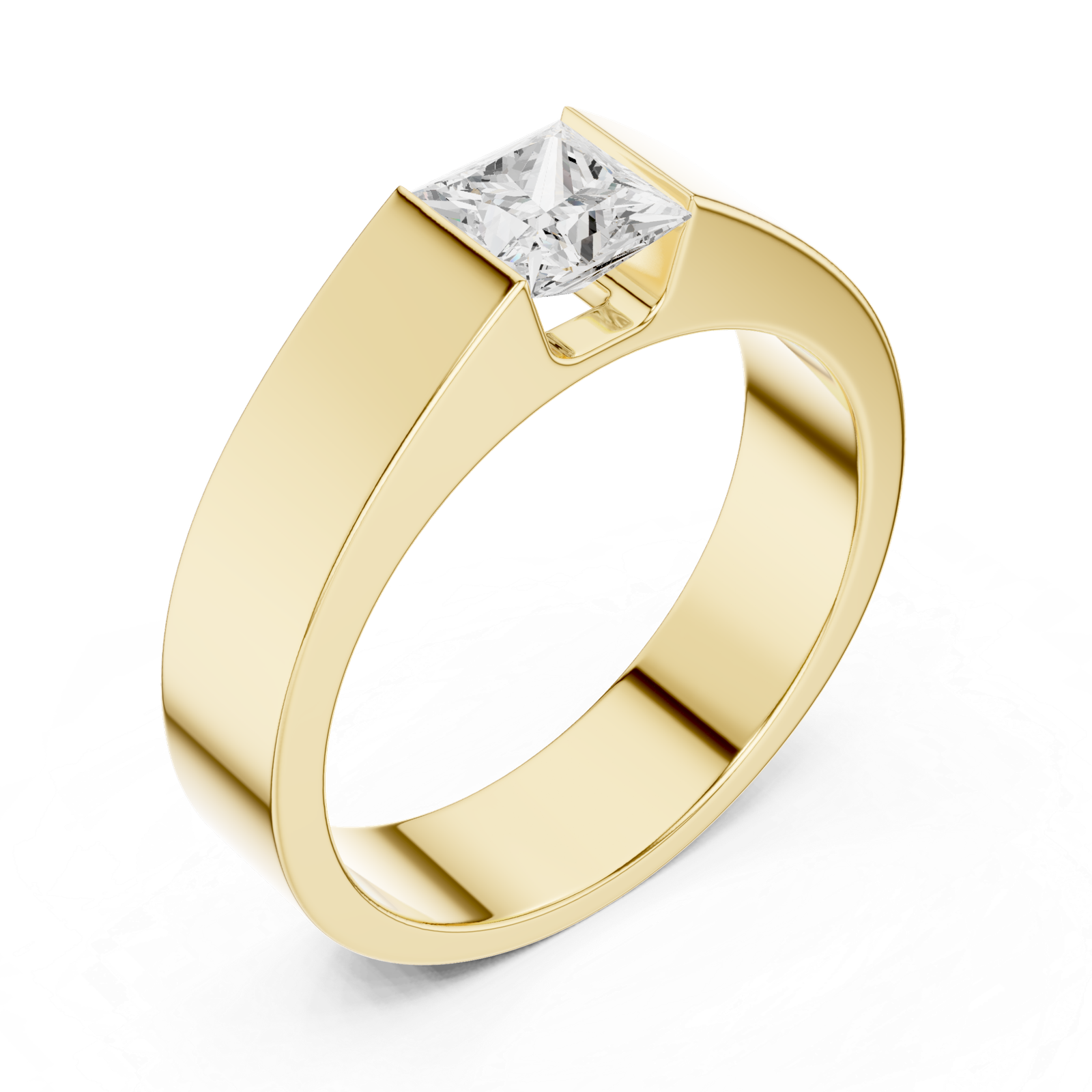 0.99 Cts Princess Cut Lab Grown Diamond Men's Gold Ring GR-13