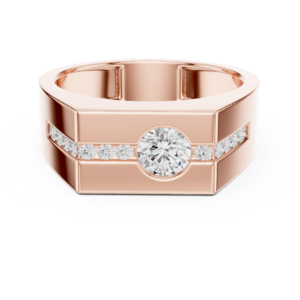 0.68 Cts Round Cut Lab Grown Diamond Gold Men's Ring GR-11