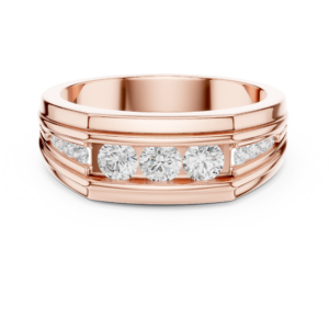 0.58 Cts Round Cut Lab Grown Diamond Men's Gold Ring GR-14