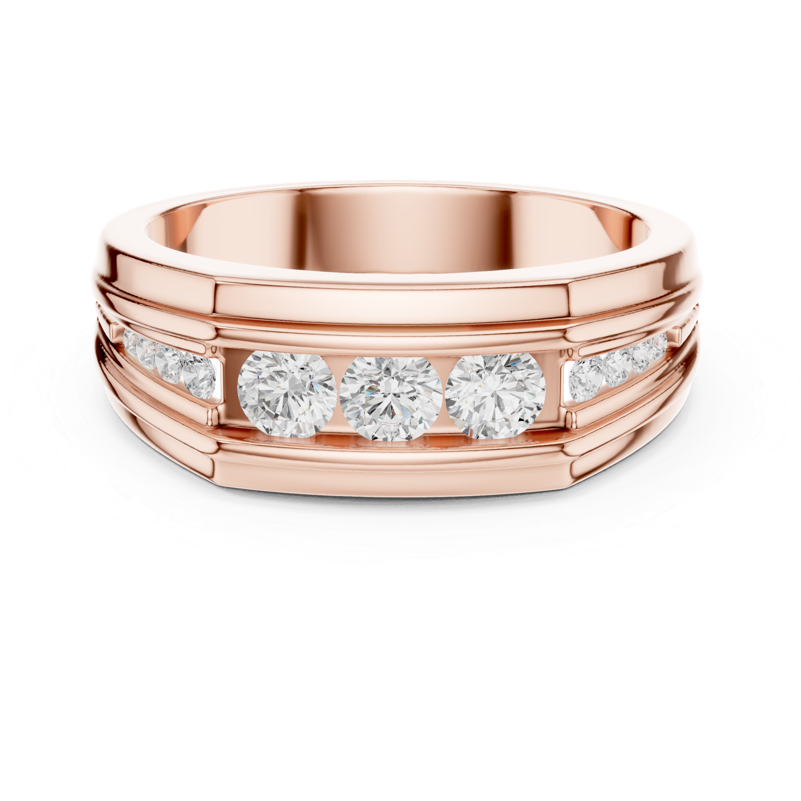 0.58 Cts Round Cut Lab Grown Diamond Men's Gold Ring GR-14