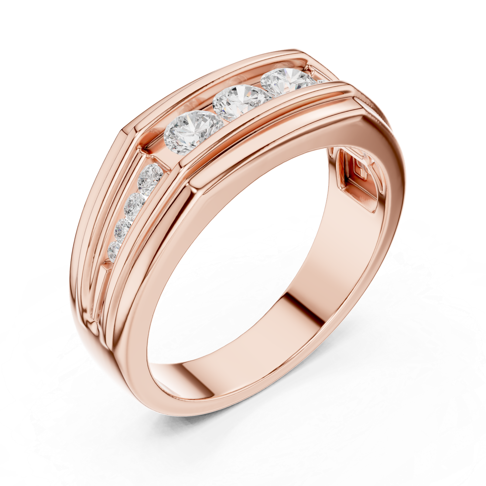 0.58 Cts Round Cut Lab Grown Diamond Men's Gold Ring GR-14