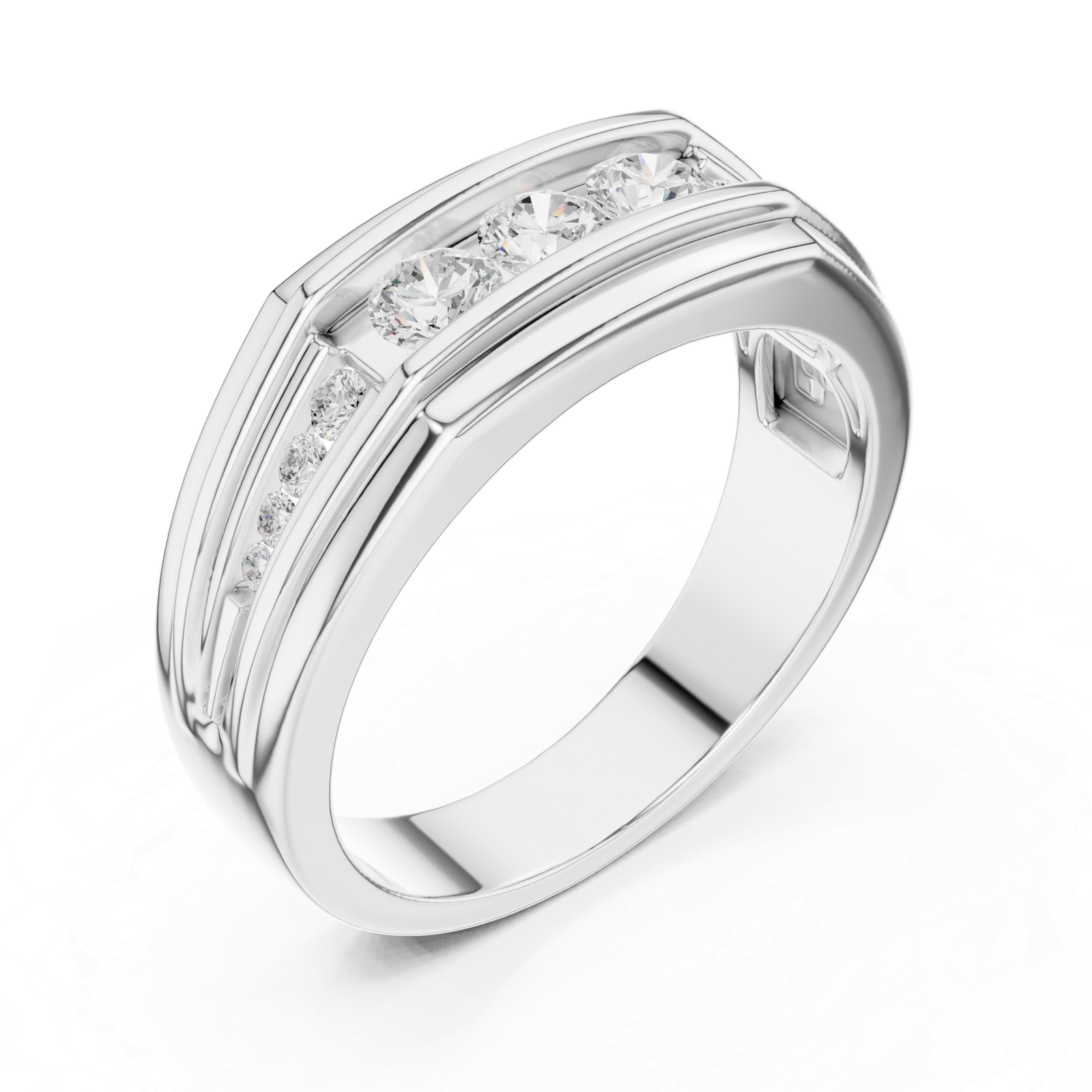 0.58 Cts Round Cut Lab Grown Diamond Men's Gold Ring GR-14