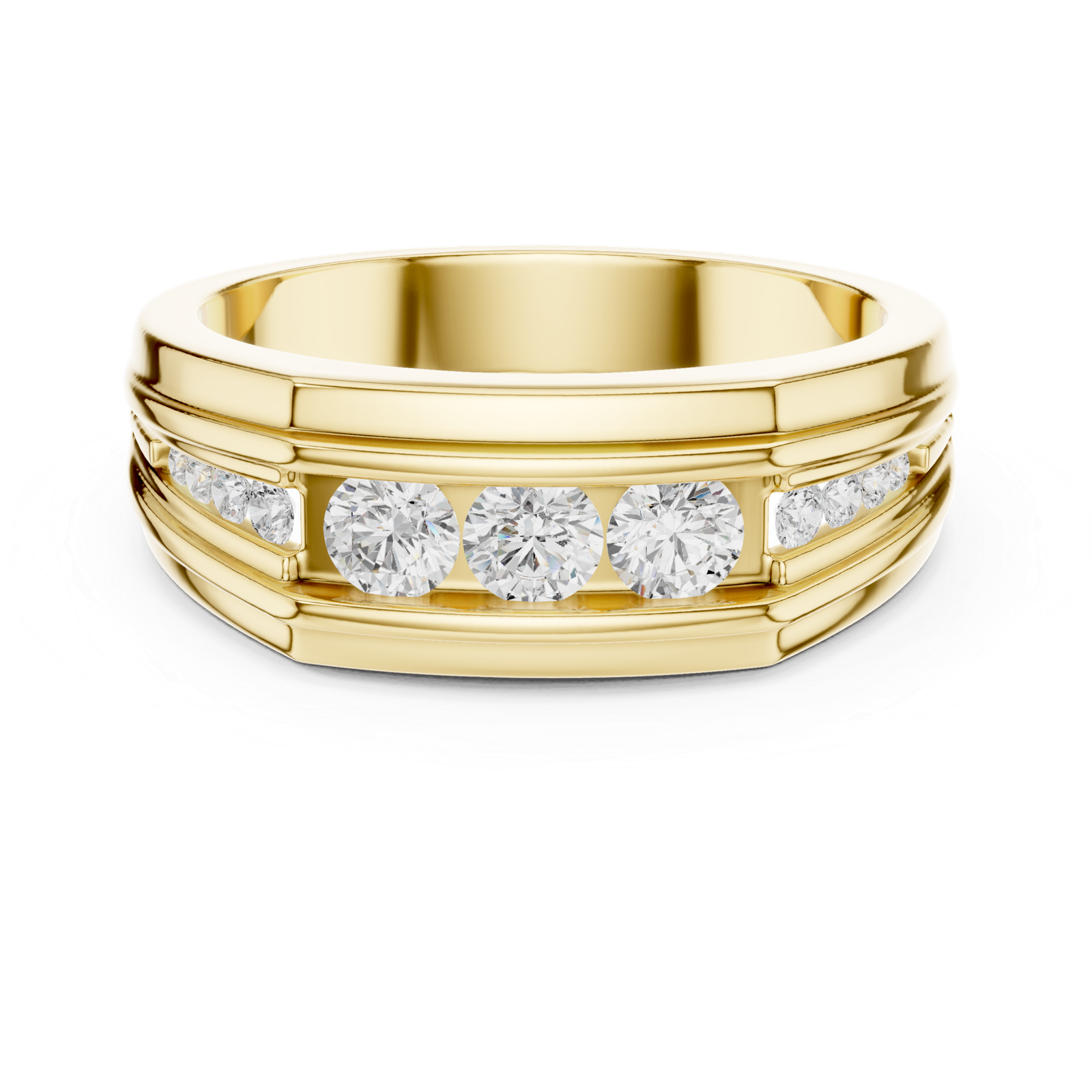 0.58 Cts Round Cut Lab Grown Diamond Men's Gold Ring GR-14