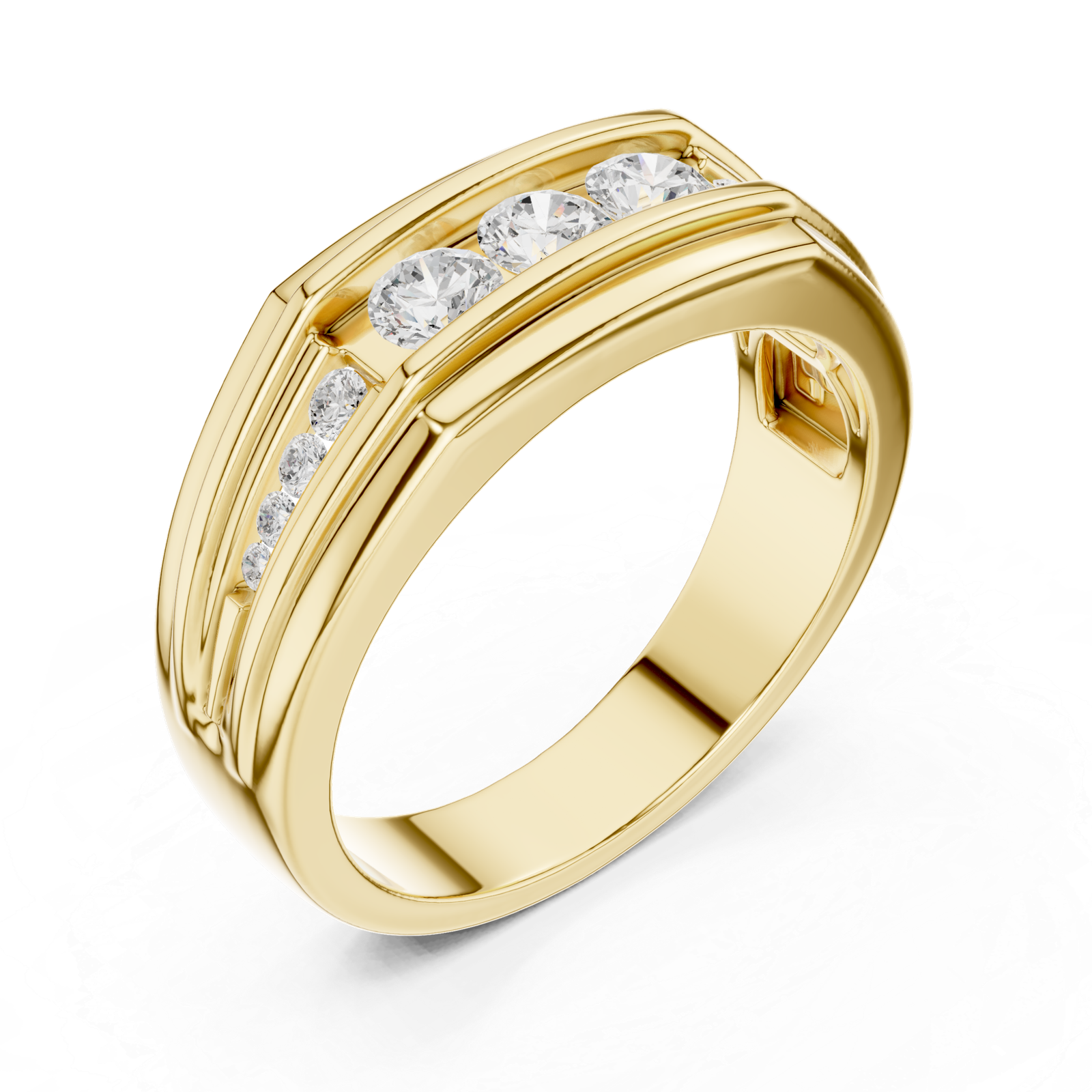 0.58 Cts Round Cut Lab Grown Diamond Men's Gold Ring GR-14