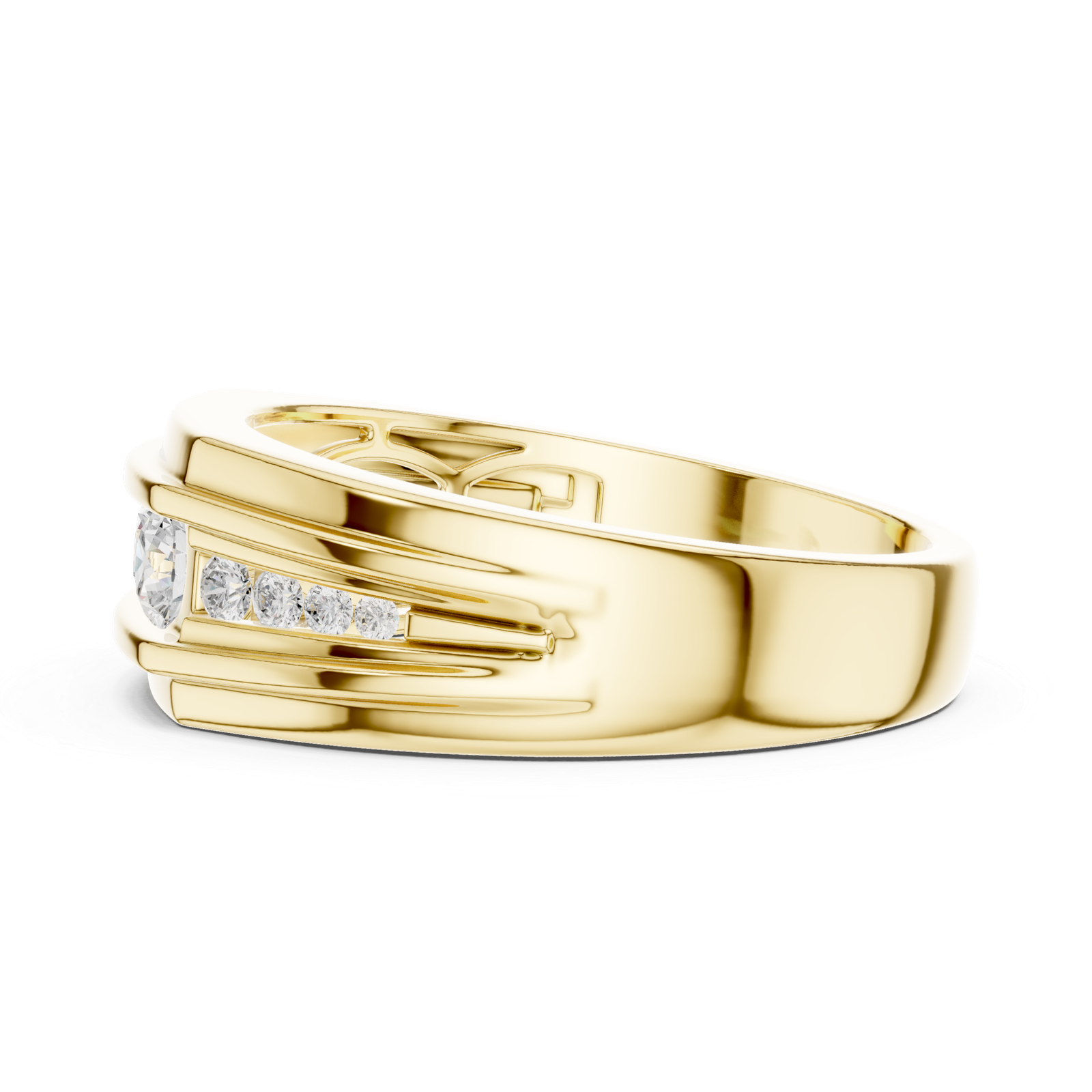 0.58 Cts Round Cut Lab Grown Diamond Men's Gold Ring GR-14