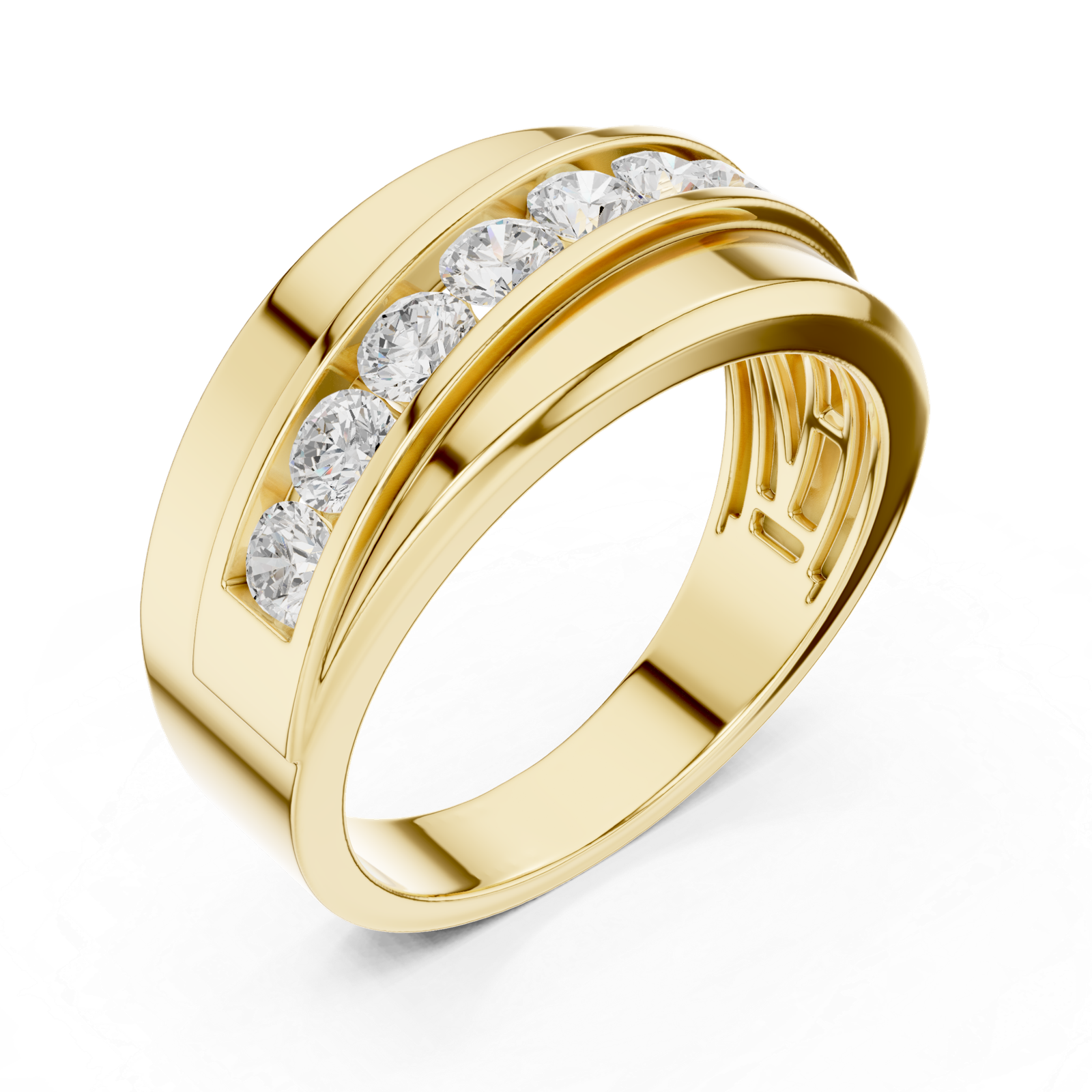 0.88 Cts Round Cut Lab Grown Diamond Men's Gold Ring GR-19
