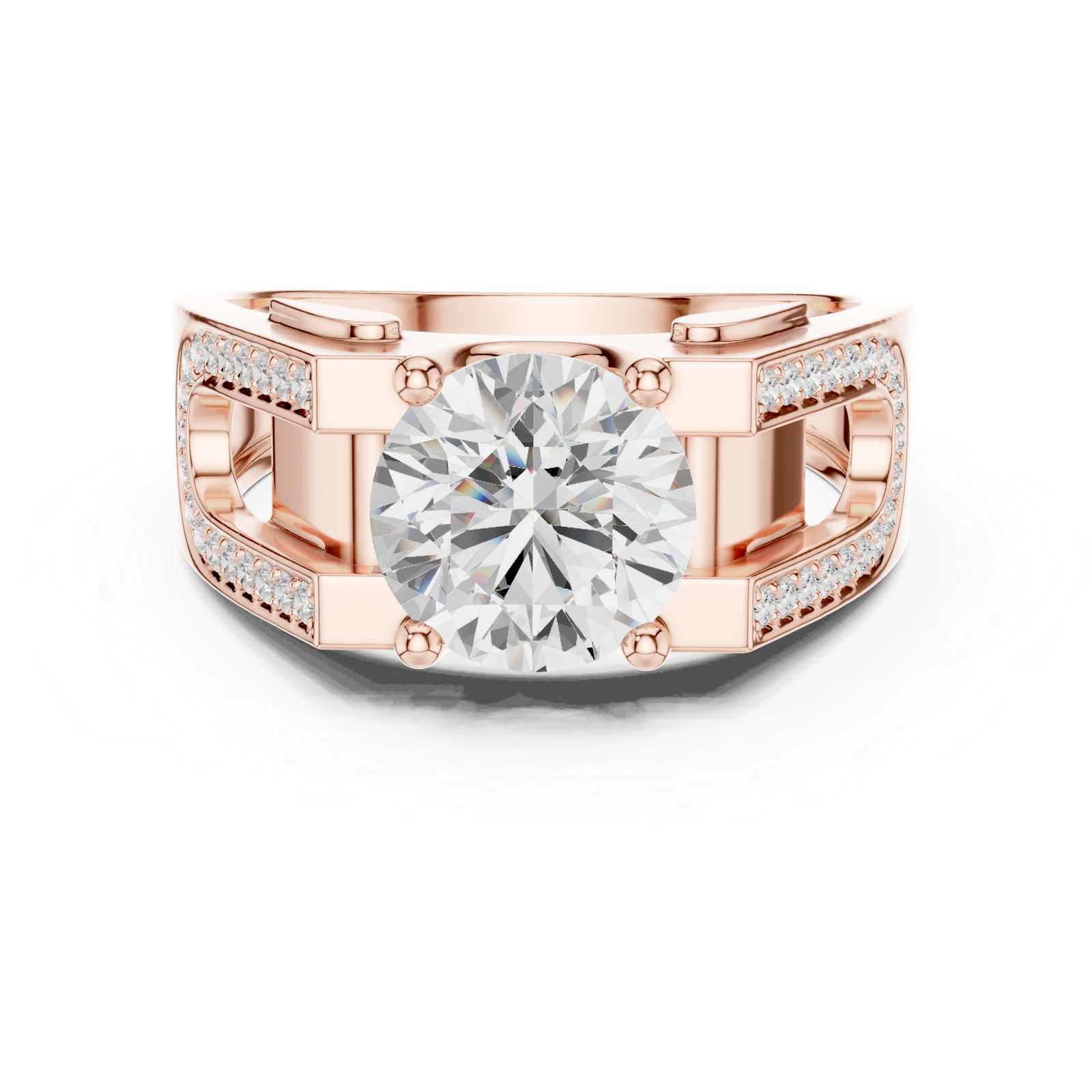 1.69 Cts Round Cut Lab Grown Diamond Men's Gold Ring GR-45