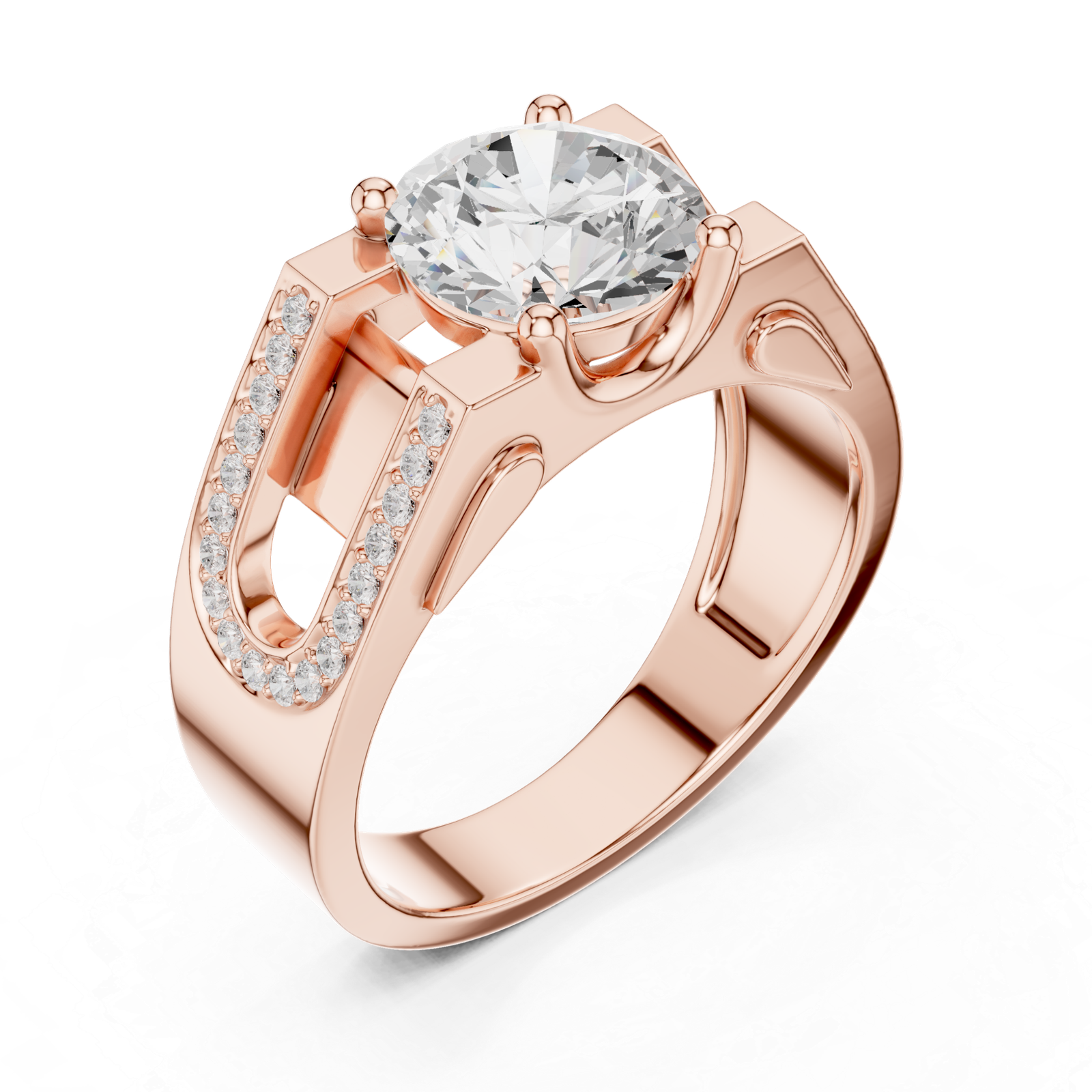 1.69 Cts Round Cut Lab Grown Diamond Men's Gold Ring GR-45