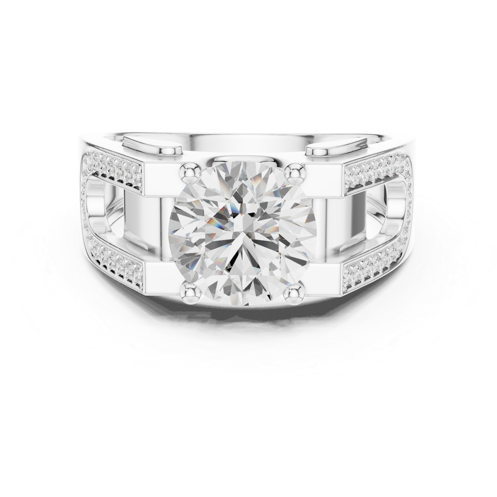 1.69 Cts Round Cut Lab Grown Diamond Men's Gold Ring GR-45