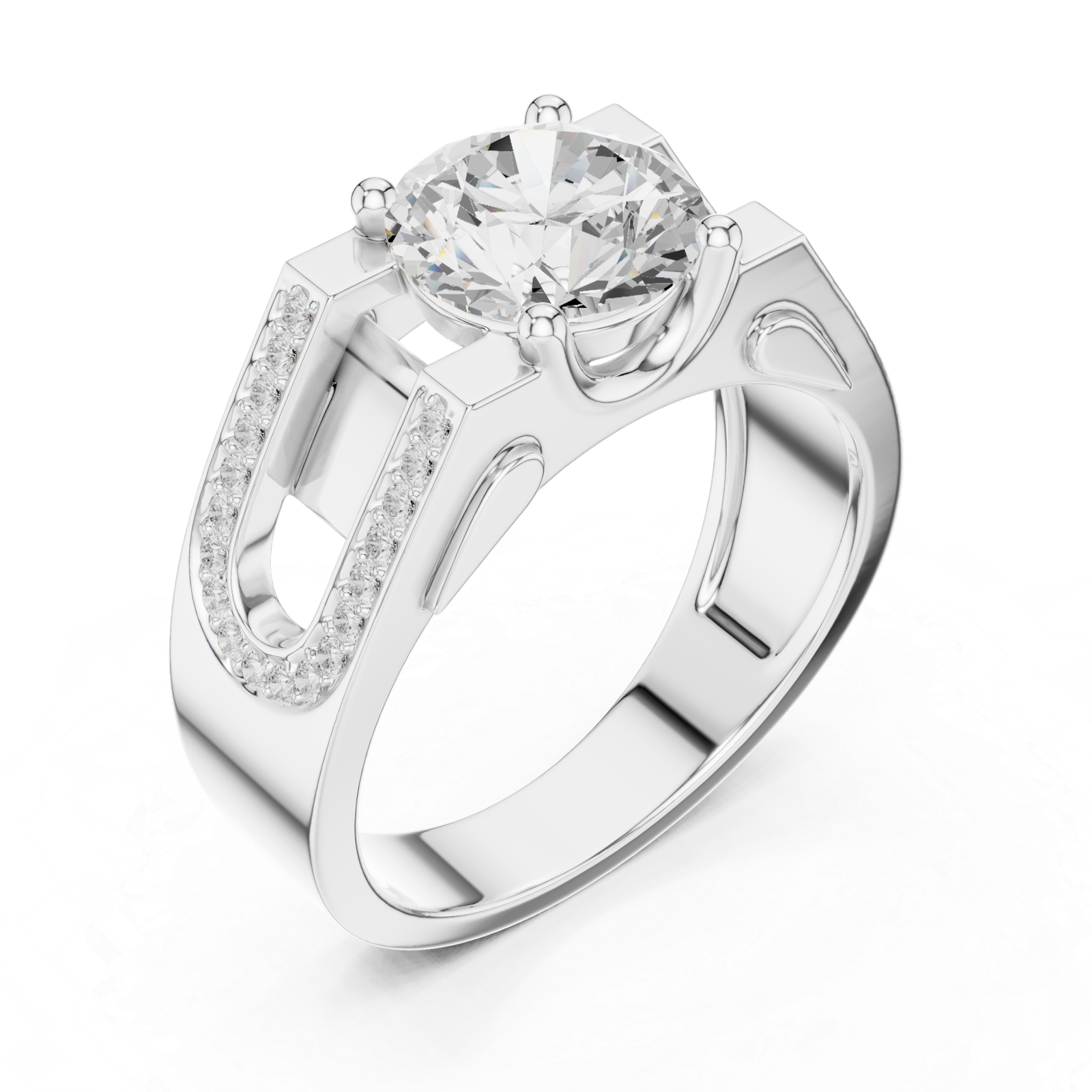 1.69 Cts Round Cut Lab Grown Diamond Men's Gold Ring GR-45