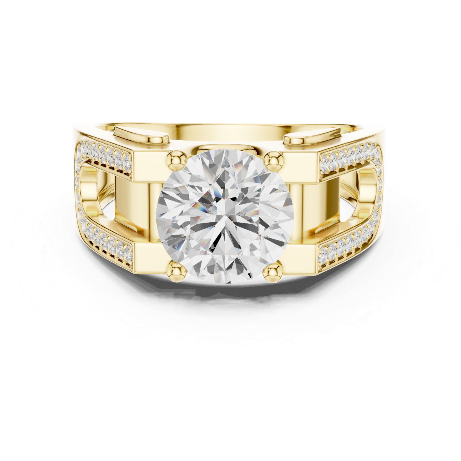 1.69 Cts Round Cut Lab Grown Diamond Men's Gold Ring GR-45