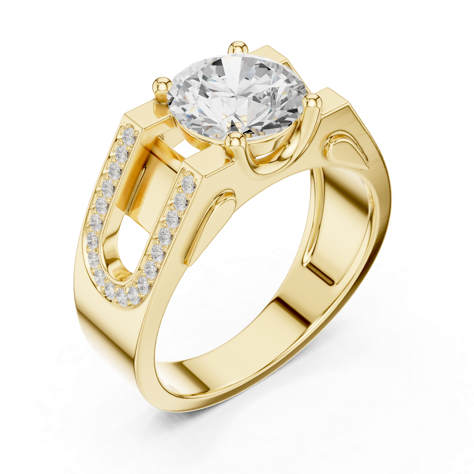 1.69 Cts Round Cut Lab Grown Diamond Men's Gold Ring GR-45