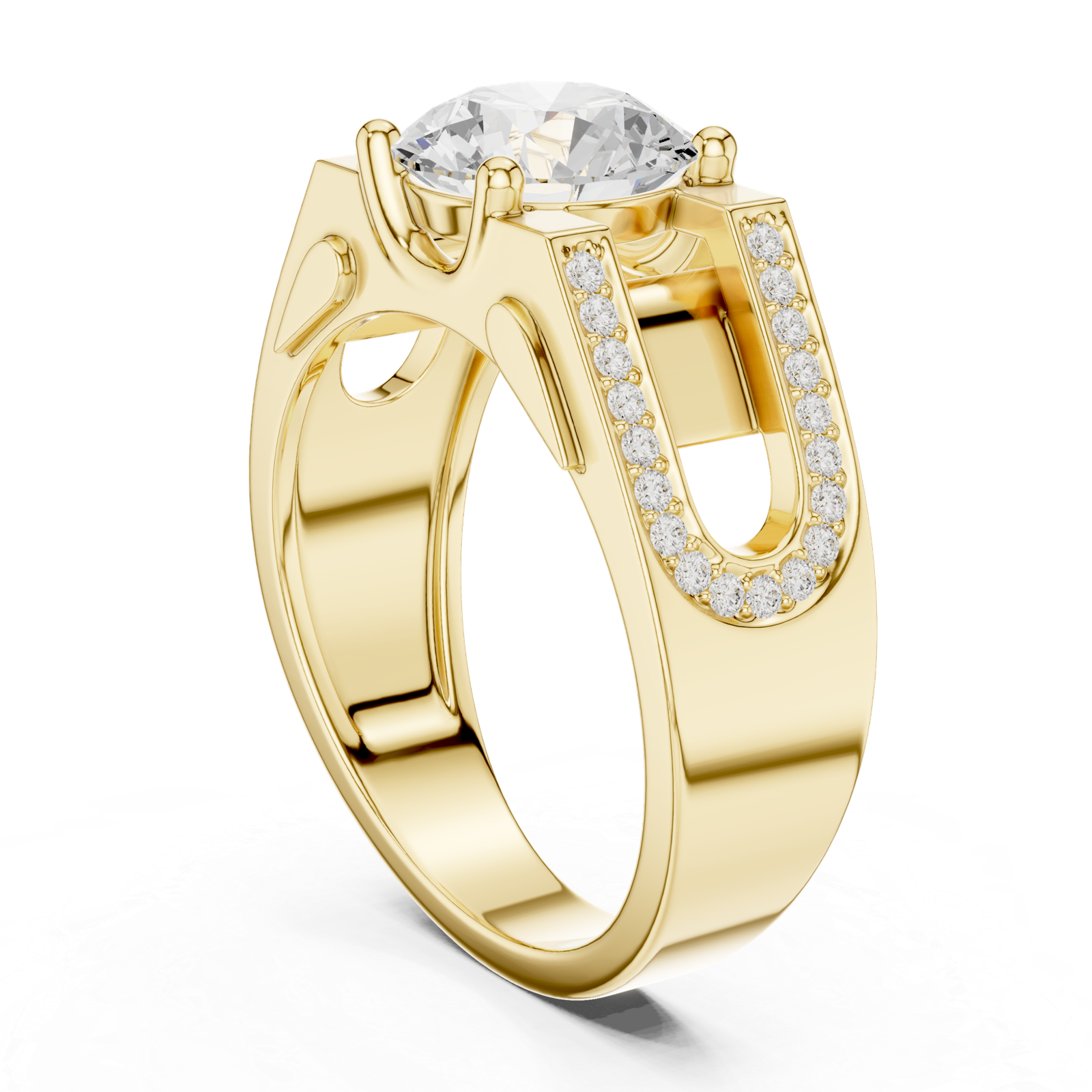 1.69 Cts Round Cut Lab Grown Diamond Men's Gold Ring GR-45 - Image 2