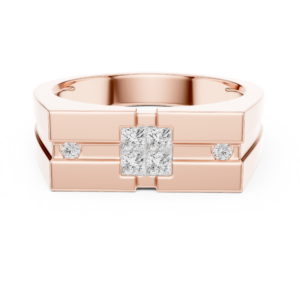 0.22 Cts Princess Cut Lab Grown Diamond Men's Gold Ring GR-48