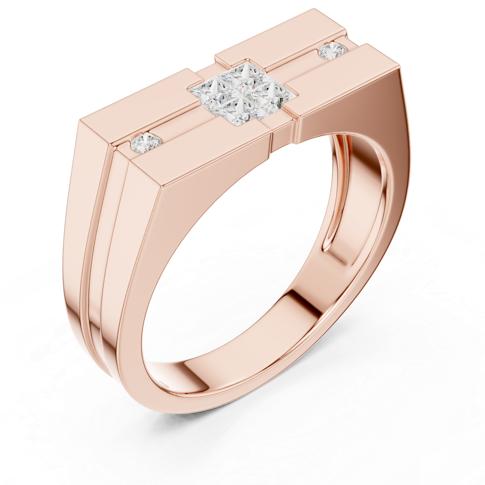 0.22 Cts Princess Cut Lab Grown Diamond Men's Gold Ring GR-48