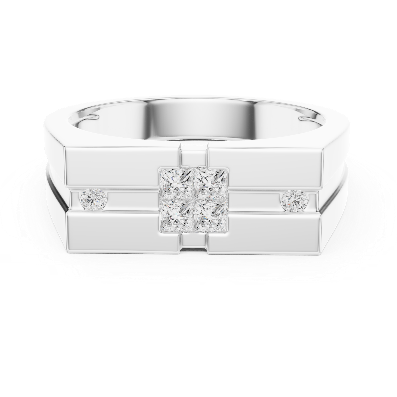 0.22 Cts Princess Cut Lab Grown Diamond Men's Gold Ring GR-48