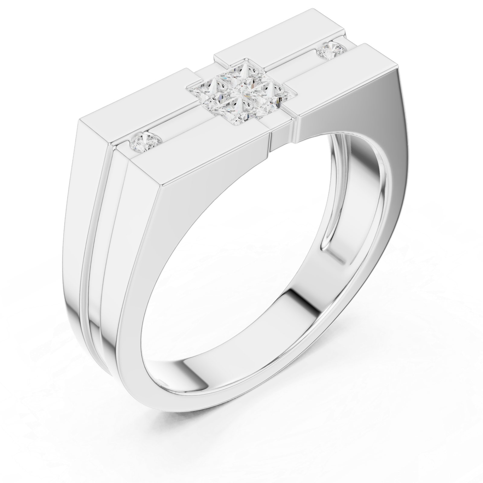 0.22 Cts Princess Cut Lab Grown Diamond Men's Gold Ring GR-48