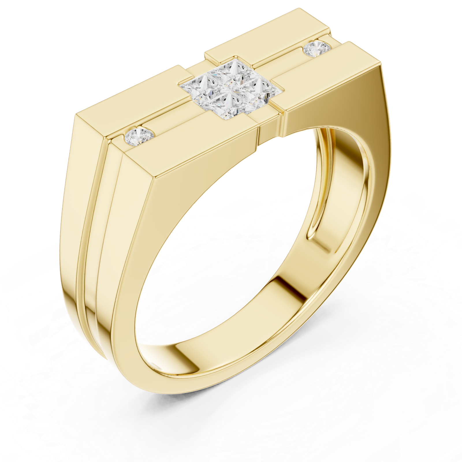 0.22 Cts Princess Cut Lab Grown Diamond Men's Gold Ring GR-48