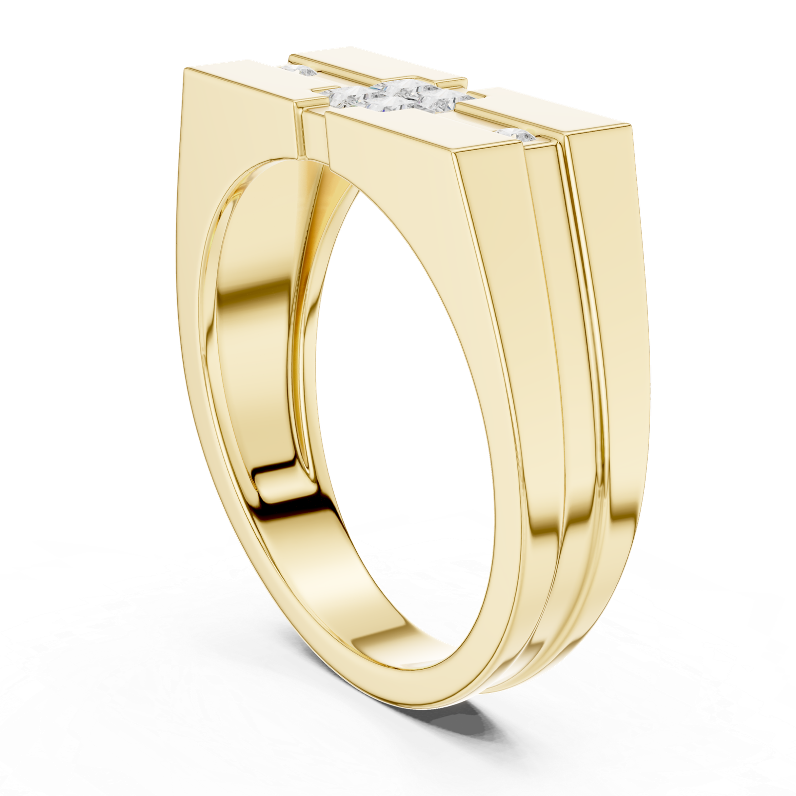 0.22 Cts Princess Cut Lab Grown Diamond Men's Gold Ring GR-48