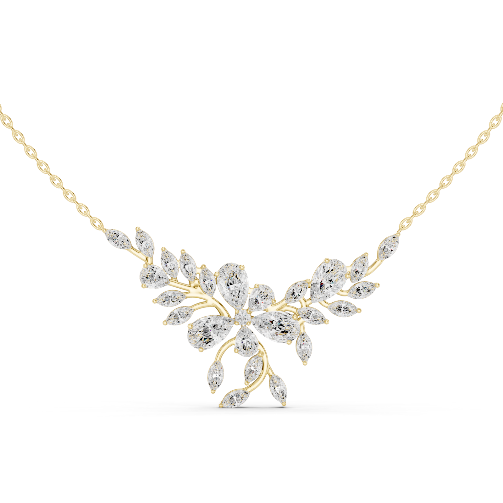 2.79 Cts Pear Cut Lab Grown Diamond Gold Mangalsutra