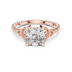 2.43 Cts Cushion Cut Lab Grown Women's Gold Diamond Ring LR-049