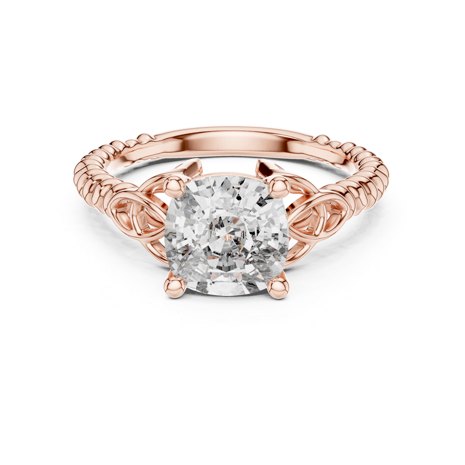 2.43 Cts Cushion Cut Lab Grown Women's Gold Diamond Ring LR-049
