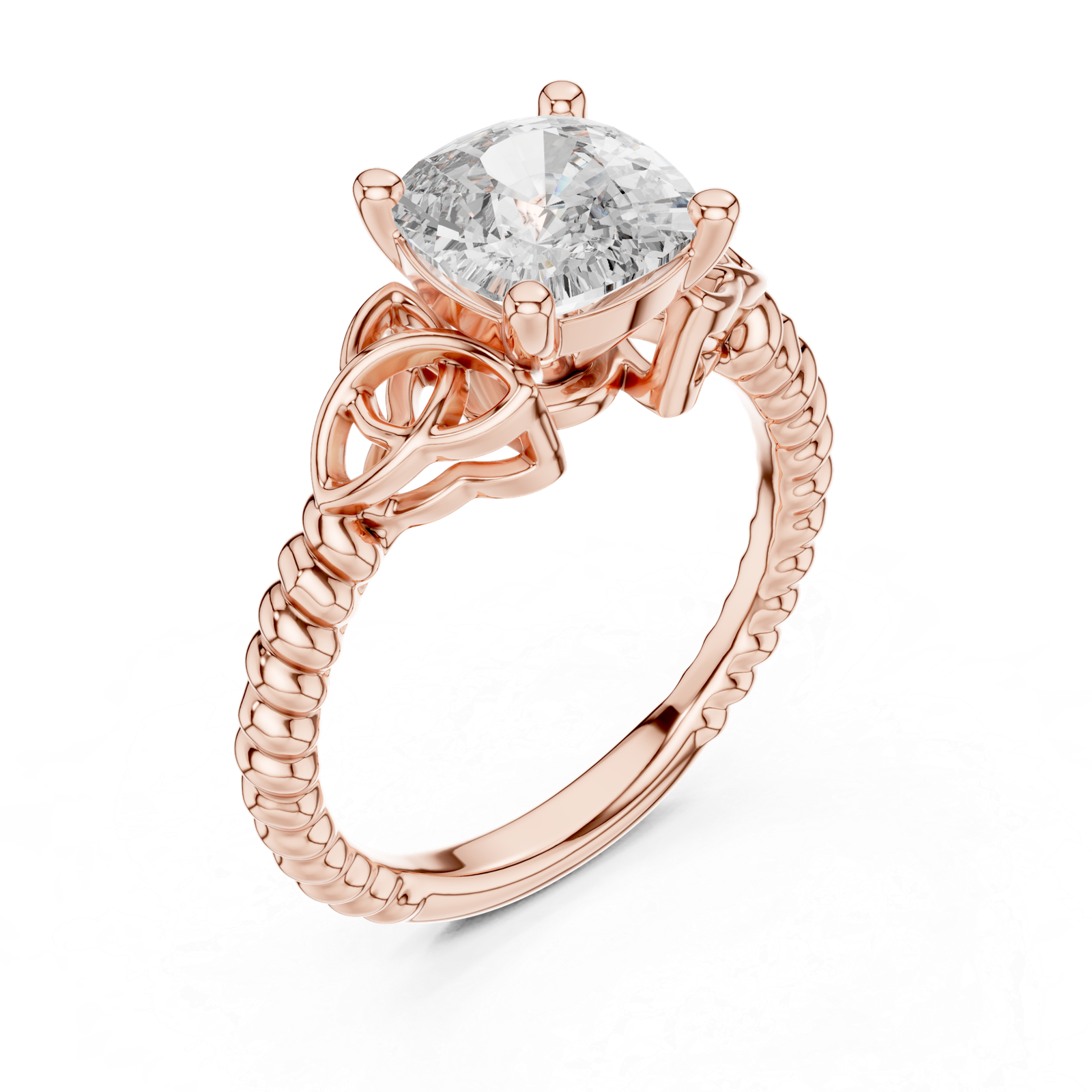 2.43 Cts Cushion Cut Lab Grown Women's Gold Diamond Ring LR-049
