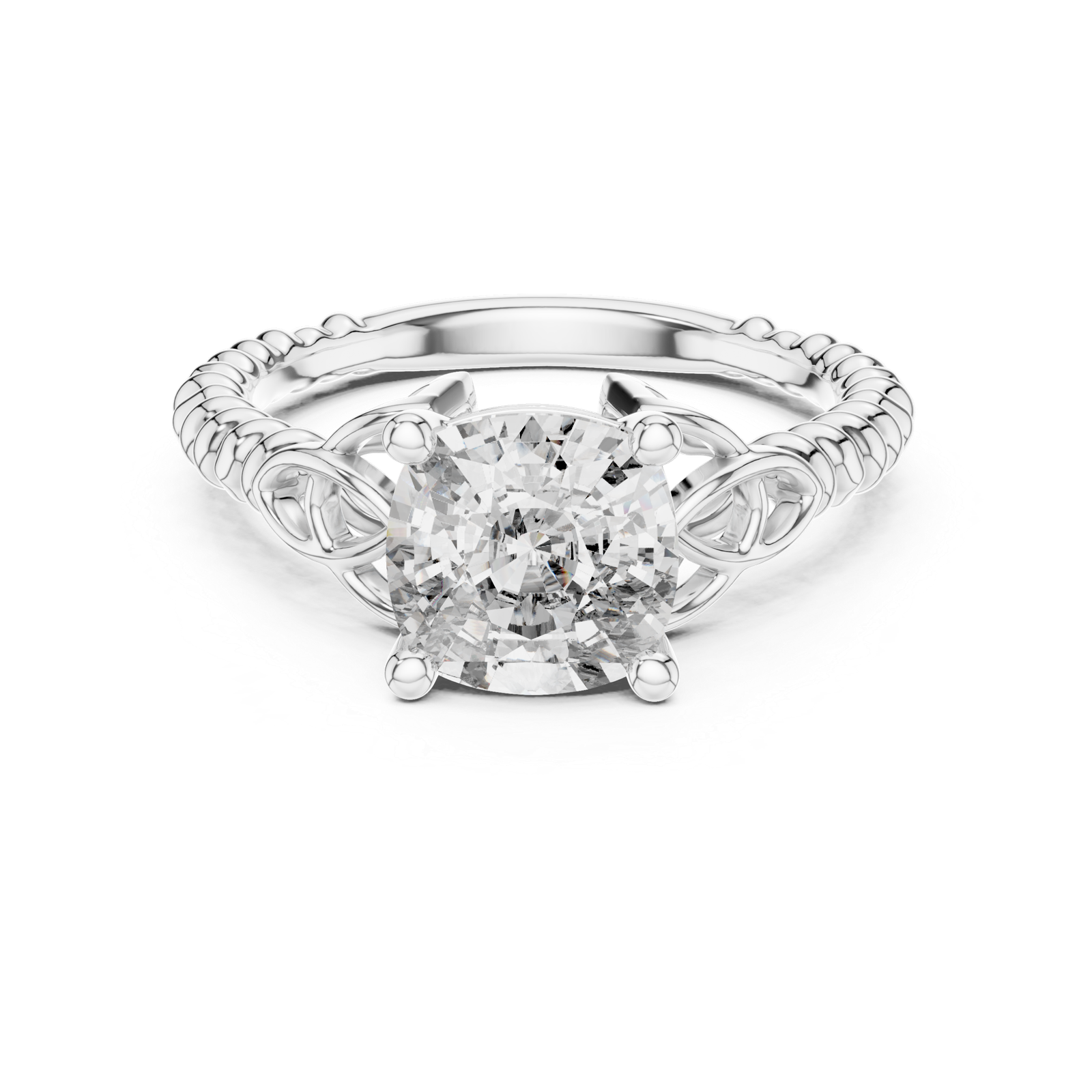 2.43 Cts Cushion Cut Lab Grown Women's Gold Diamond Ring LR-049