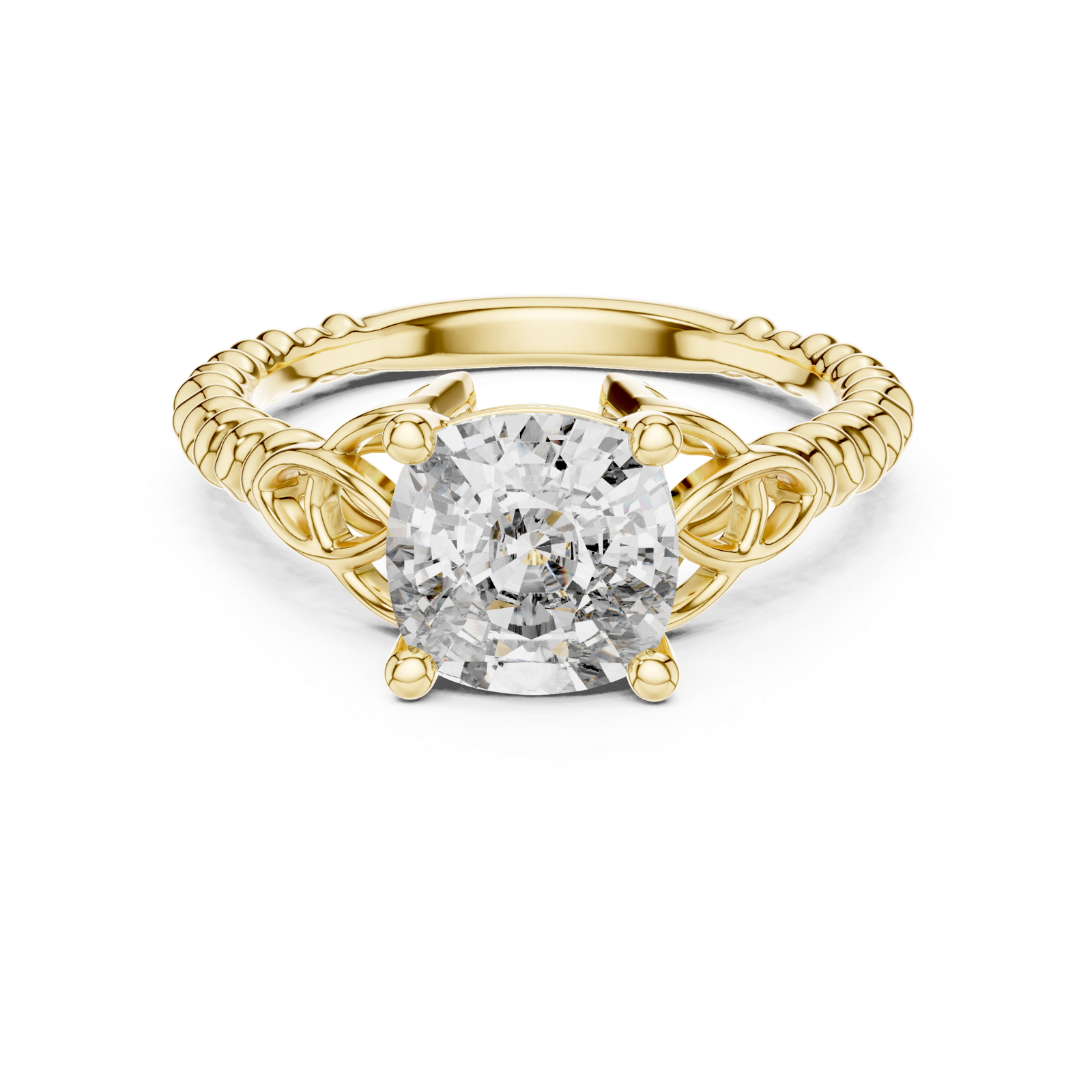 2.43 Cts Cushion Cut Lab Grown Women's Gold Diamond Ring LR-049