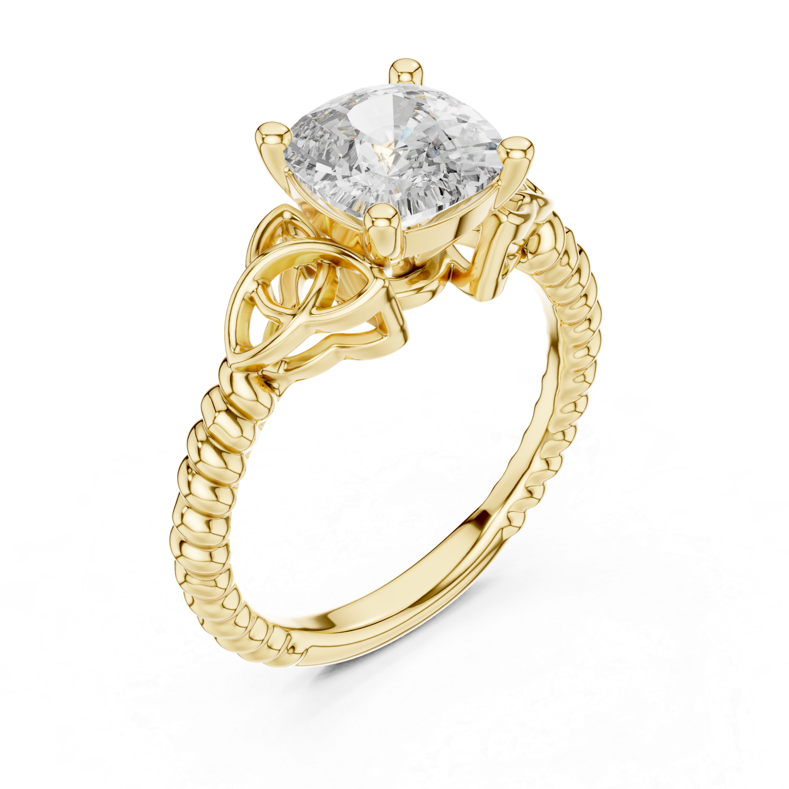 2.43 Cts Cushion Cut Lab Grown Women's Gold Diamond Ring LR-049
