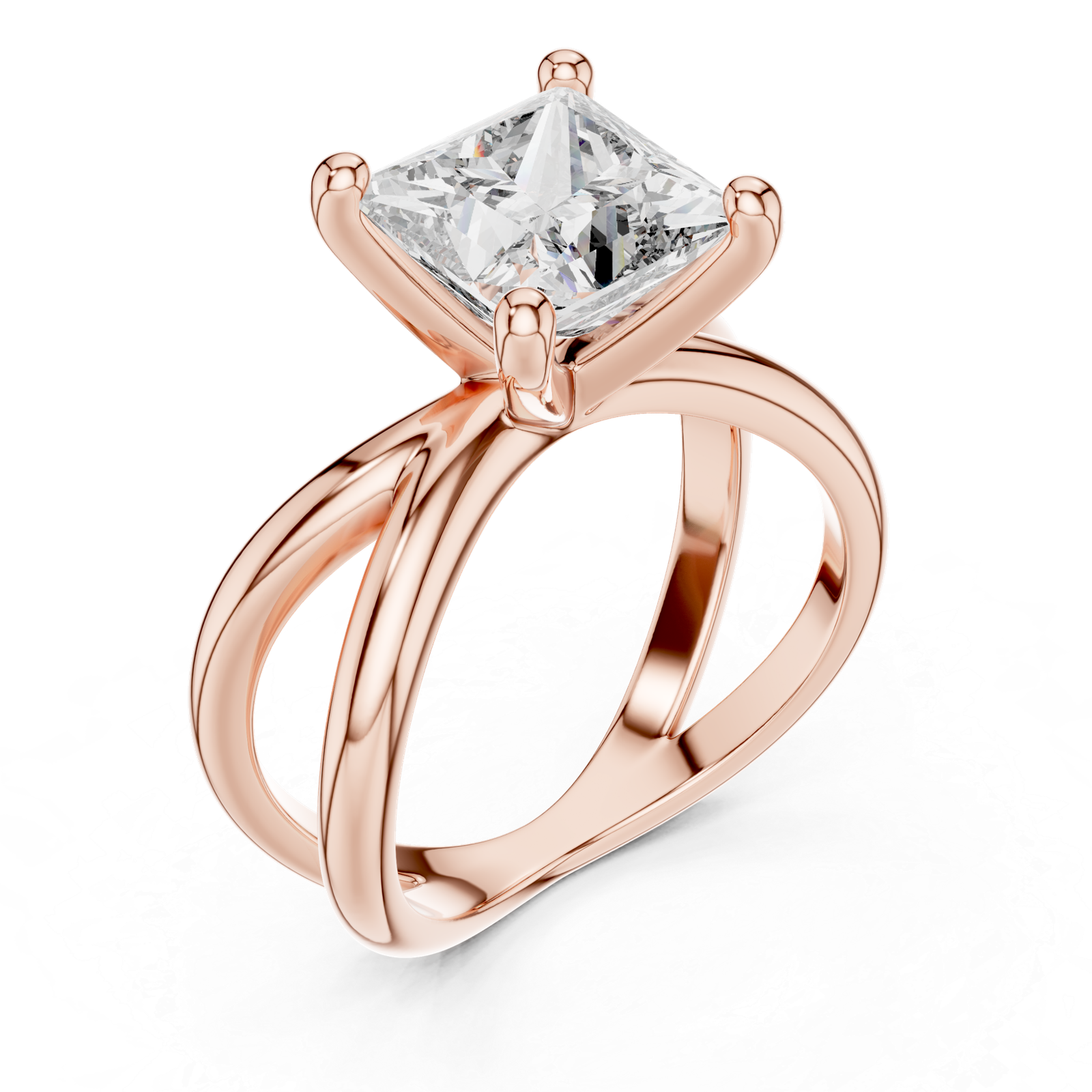 3.00 Cts Princess Cut Lab Grown Gold Diamond Women's Ring LR-051