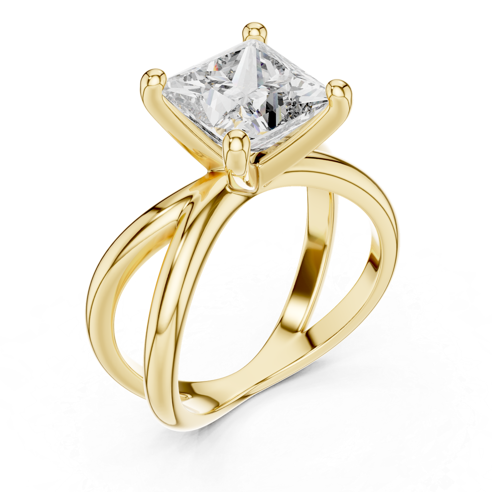 3.00 Cts Princess Cut Lab Grown Gold Diamond Women's Ring LR-051