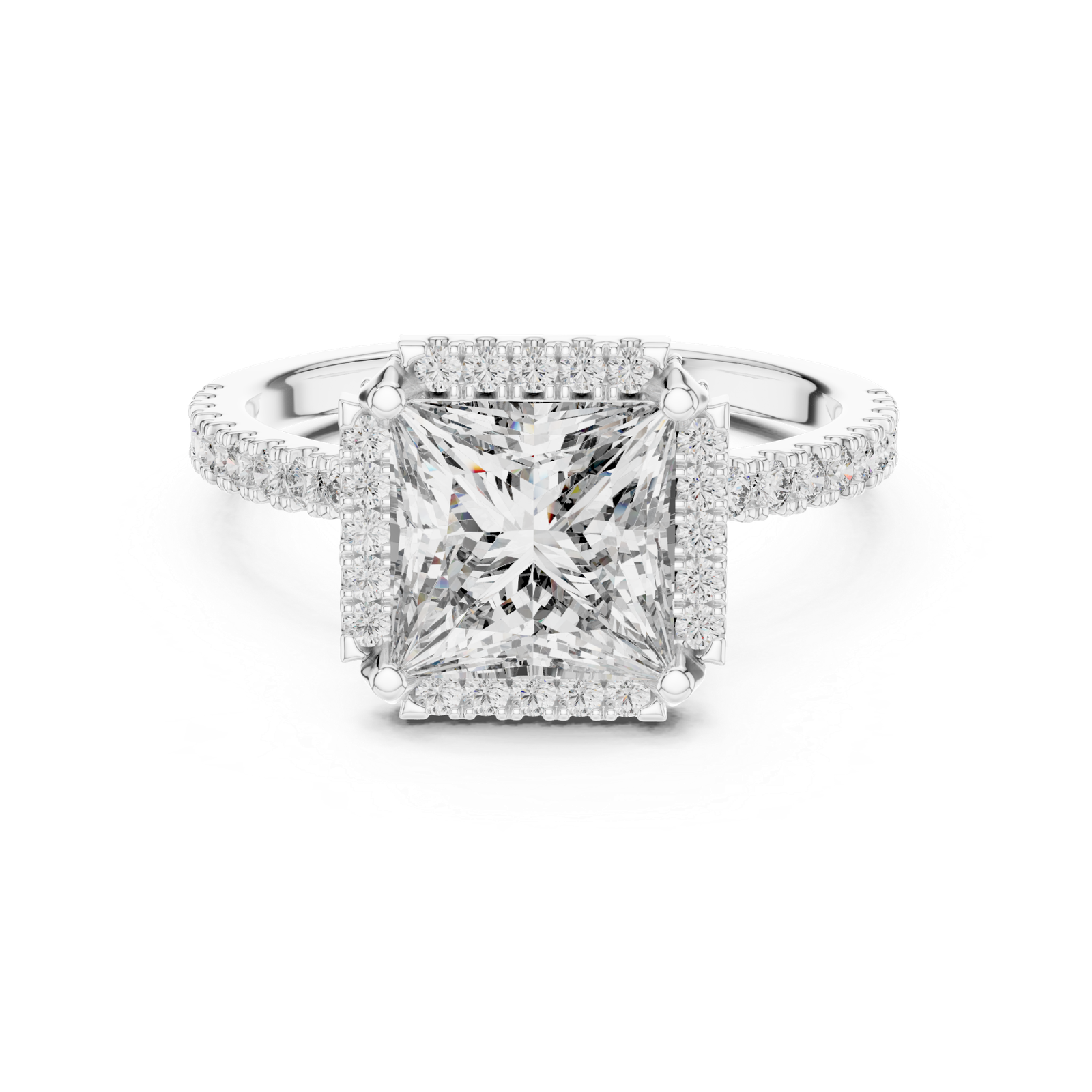 2.93 Cts Princess Cut Lab Grown Women's Gold Diamond Ring LR-057