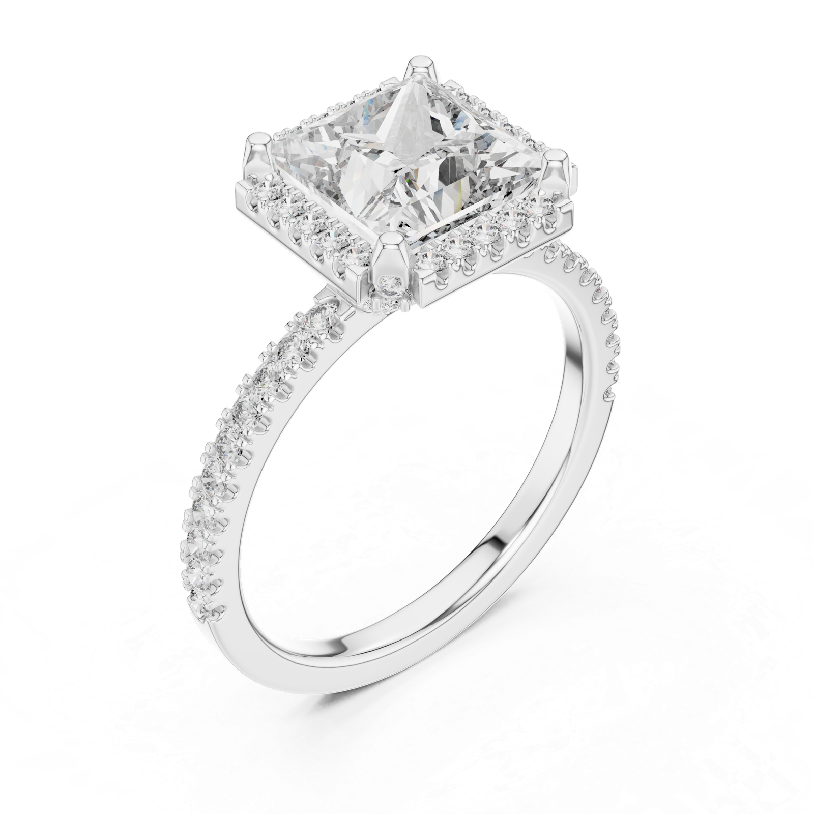 2.93 Cts Princess Cut Lab Grown Women's Gold Diamond Ring LR-057