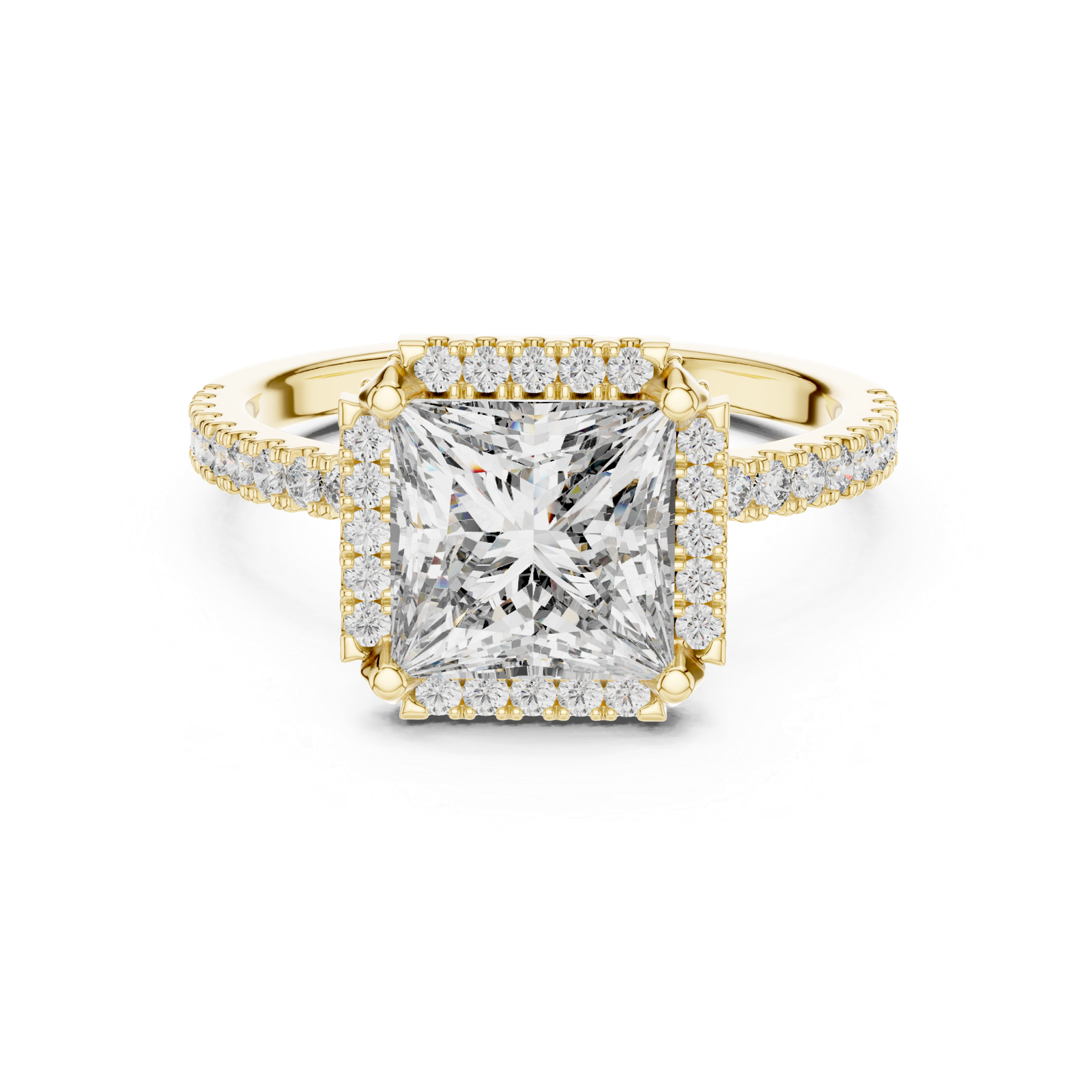 2.93 Cts Princess Cut Lab Grown Women's Gold Diamond Ring LR-057