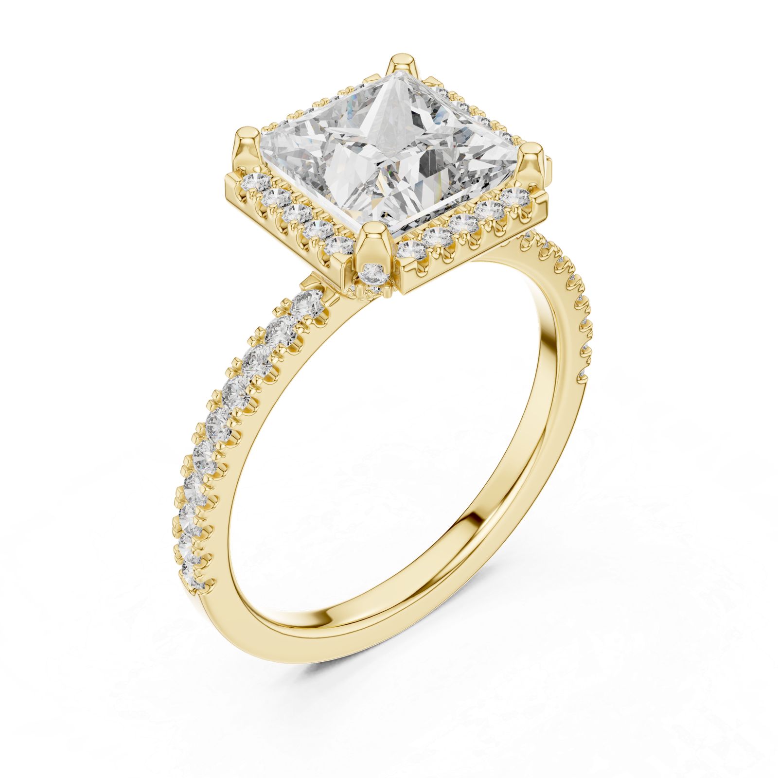 2.93 Cts Princess Cut Lab Grown Women's Gold Diamond Ring LR-057
