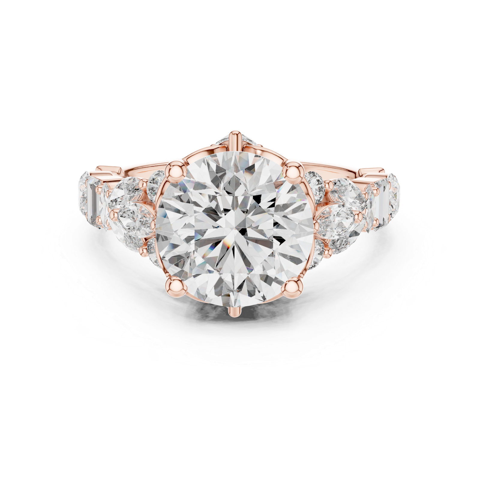 4.04 Cts Round Cut Lab Grown Diamond Women's Gold Ring