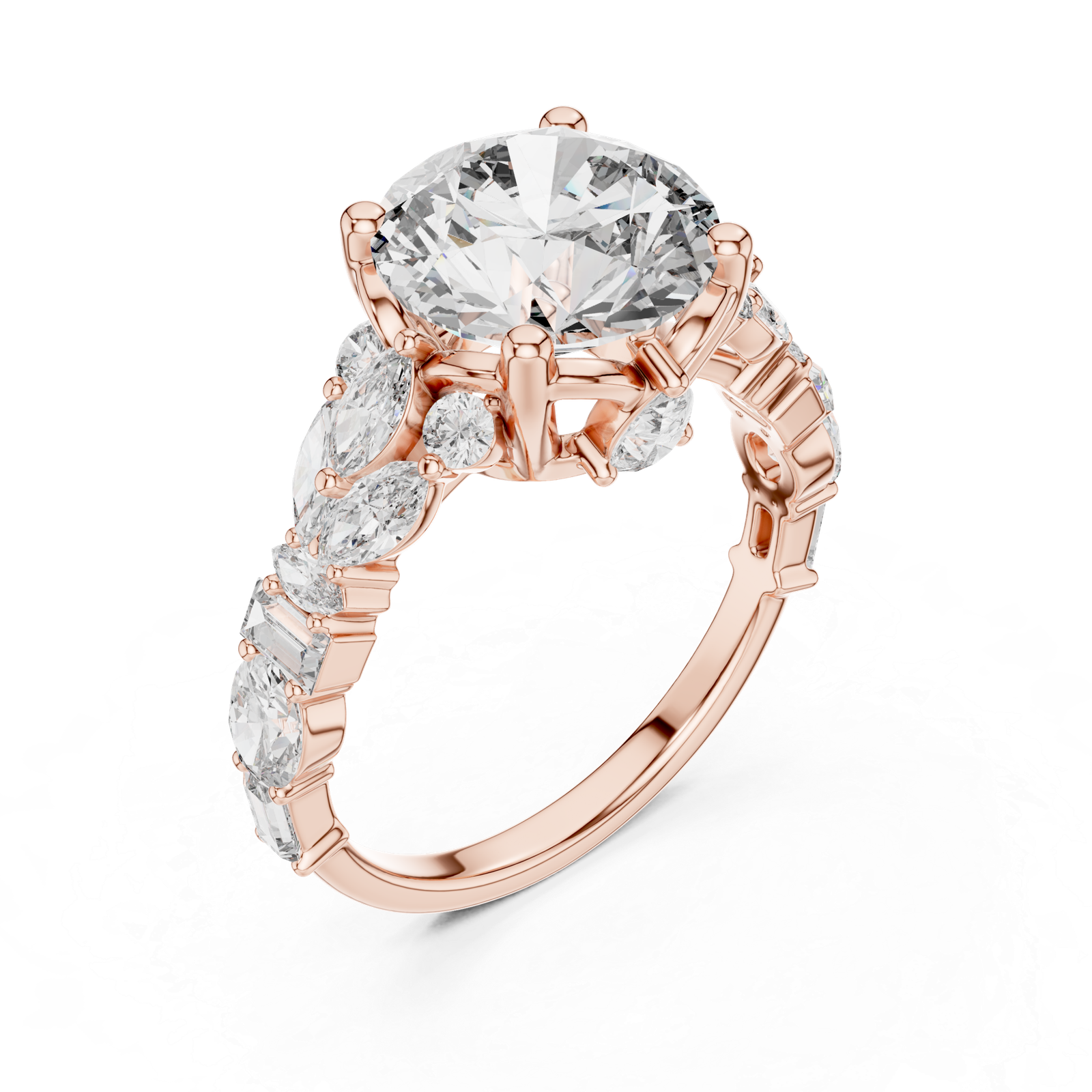 4.04 Cts Round Cut Lab Grown Diamond Women's Gold Ring