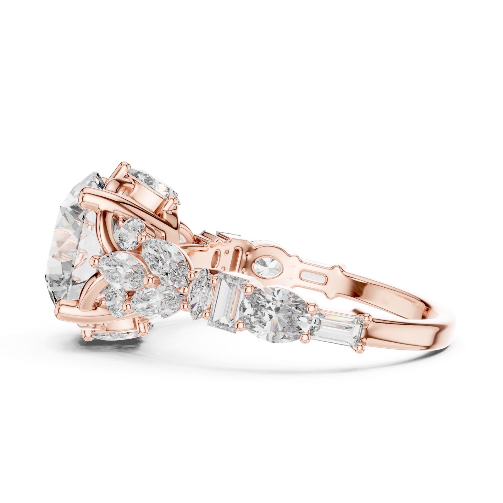 4.04 Cts Round Cut Lab Grown Diamond Women's Gold Ring