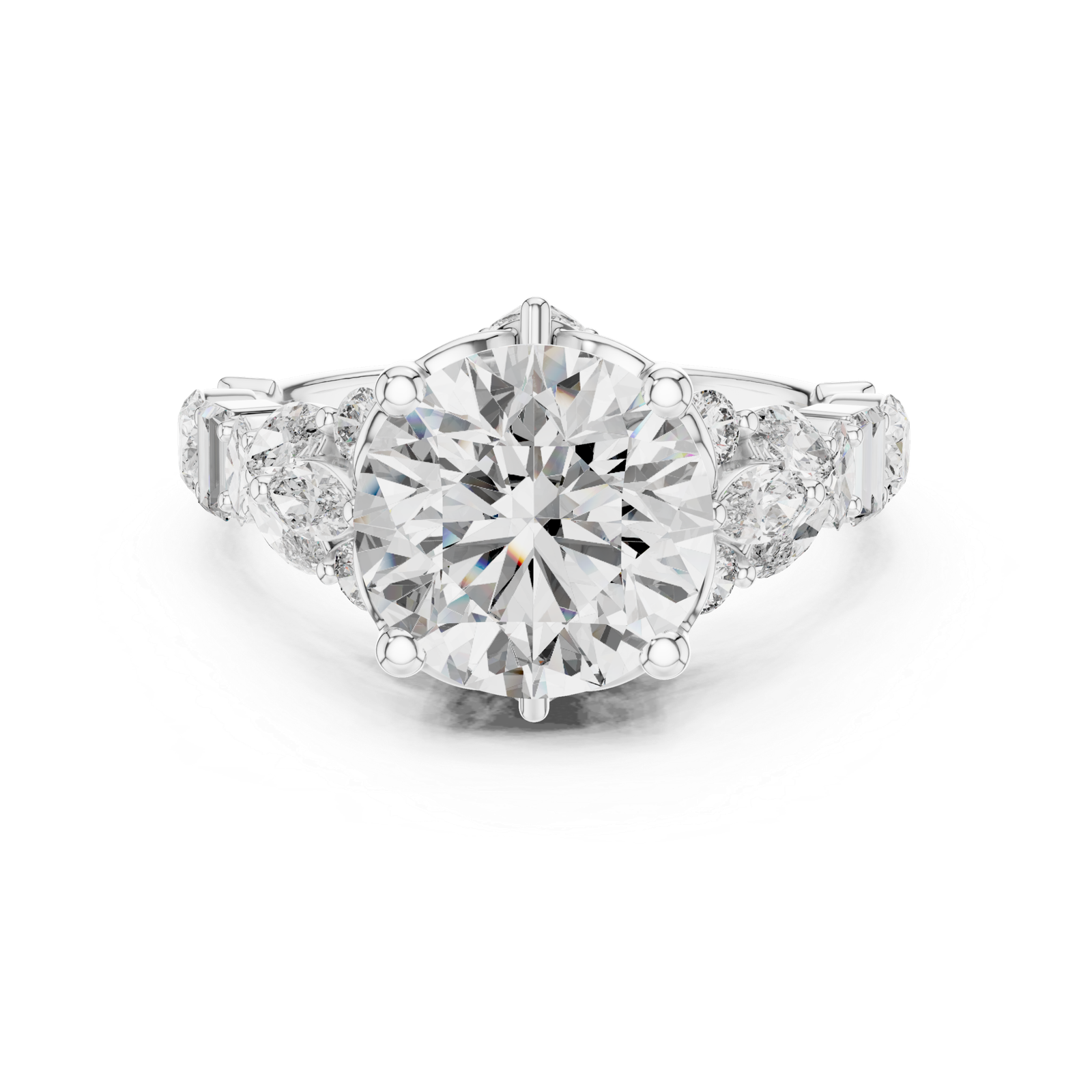 4.04 Cts Round Cut Lab Grown Diamond Women's Gold Ring