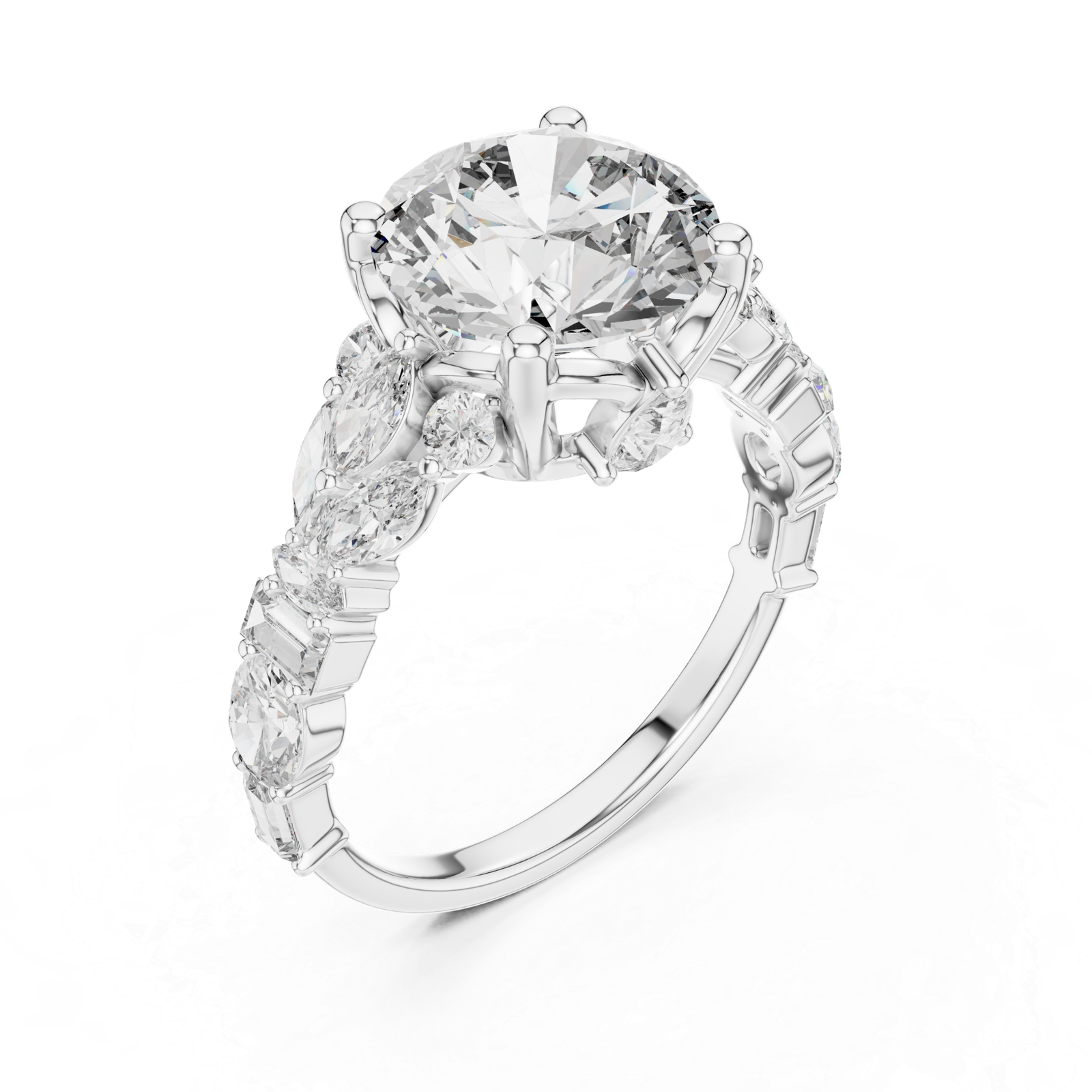 4.04 Cts Round Cut Lab Grown Diamond Women's Gold Ring