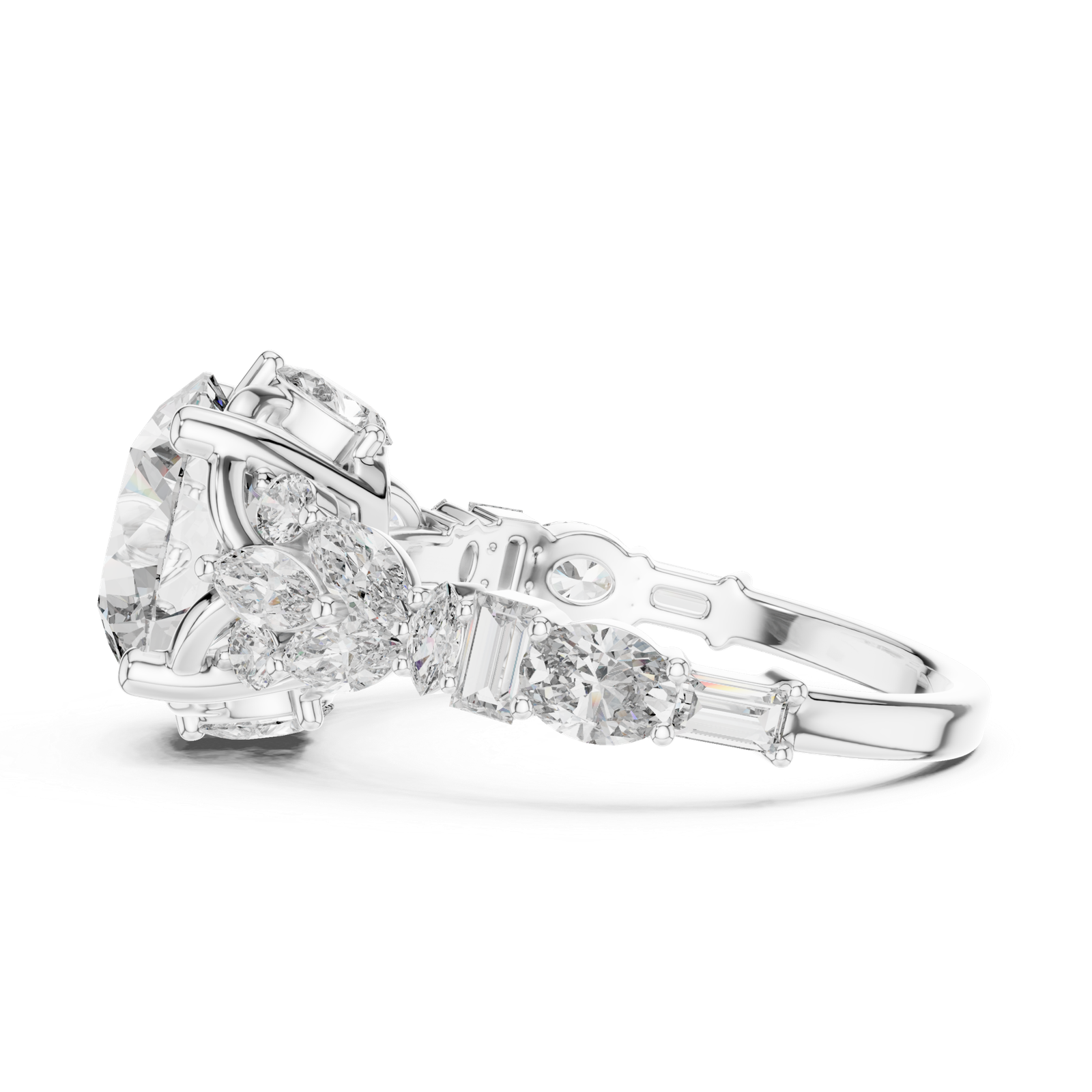 4.04 Cts Round Cut Lab Grown Diamond Women's Gold Ring