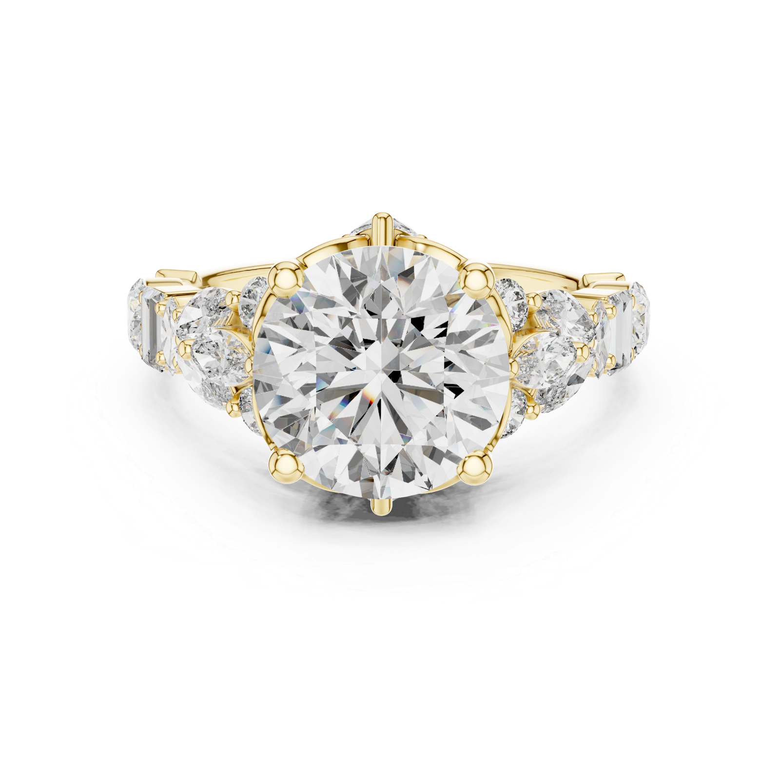 4.04 Cts Round Cut Lab Grown Diamond Women's Gold Ring