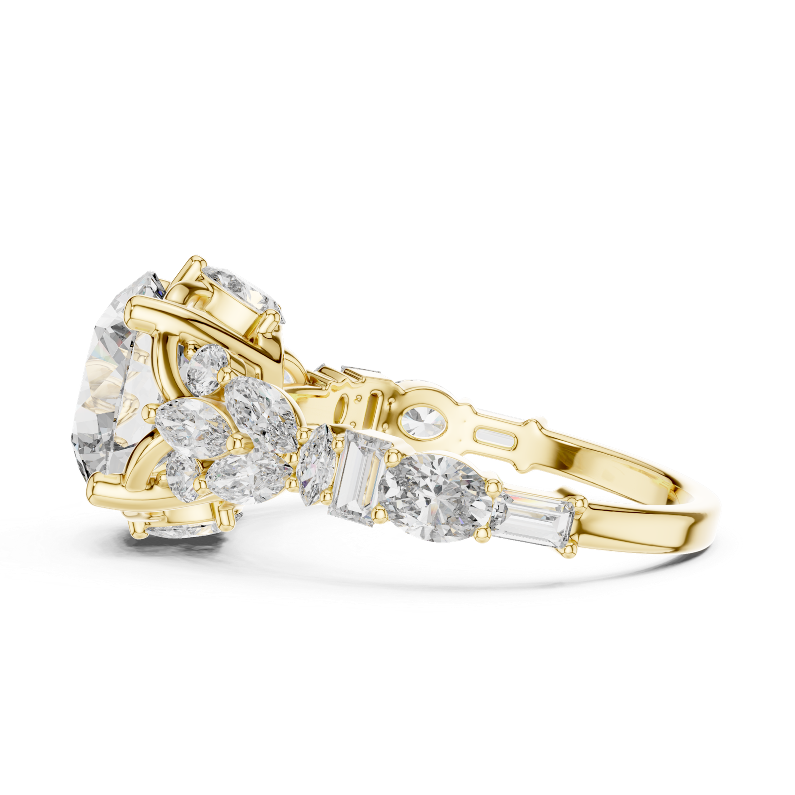 4.04 Cts Round Cut Lab Grown Diamond Women's Gold Ring