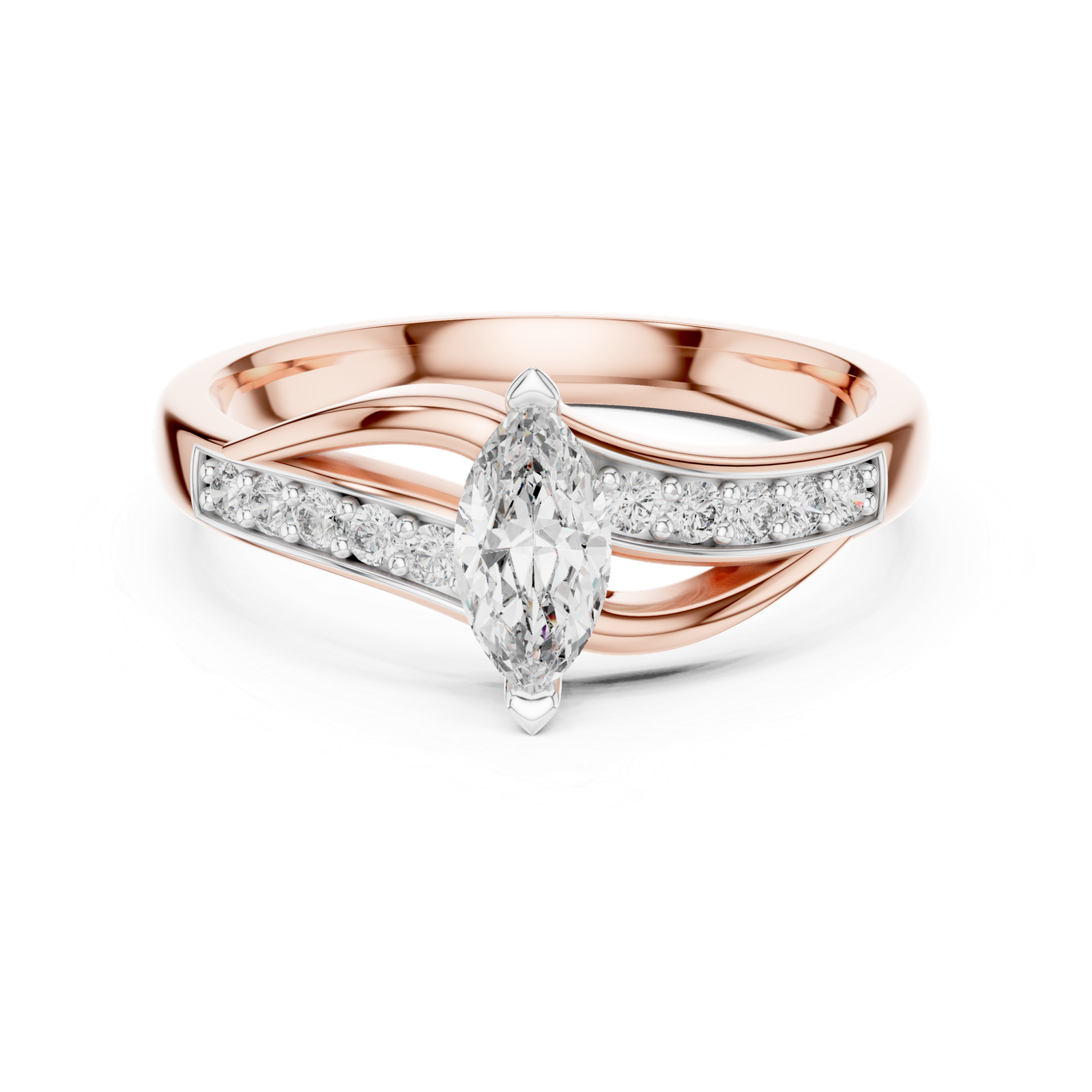 0.40 Cts Marquise Cut Certified Lab Grown Diamond Gold Ring LR-10003