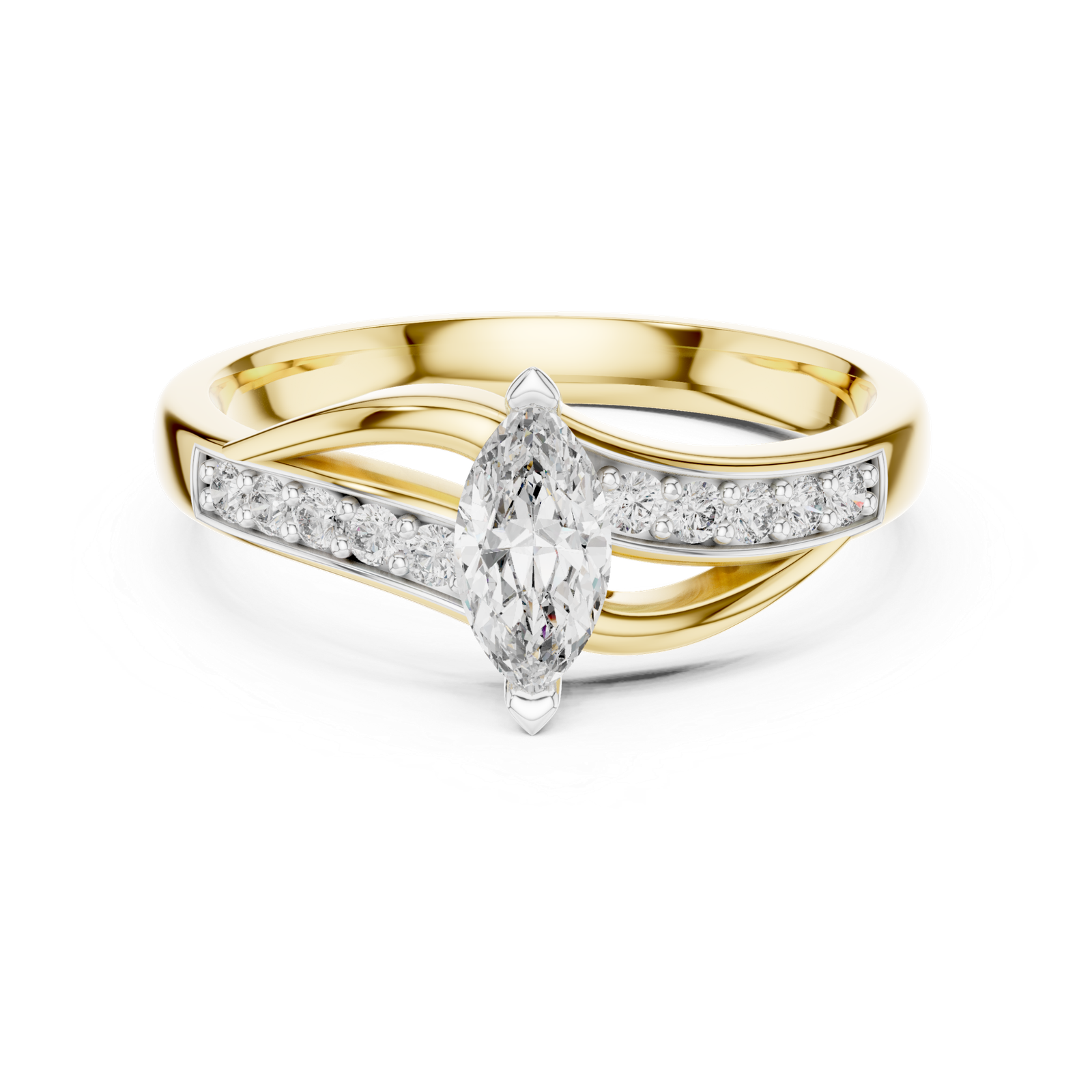 0.40 Cts Marquise Cut Certified Lab Grown Diamond Gold Ring LR-10003