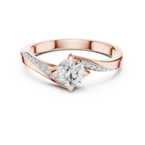0.59 Cts Round Cut Certified Lab Grown Diamond Gold Ring LR-10006